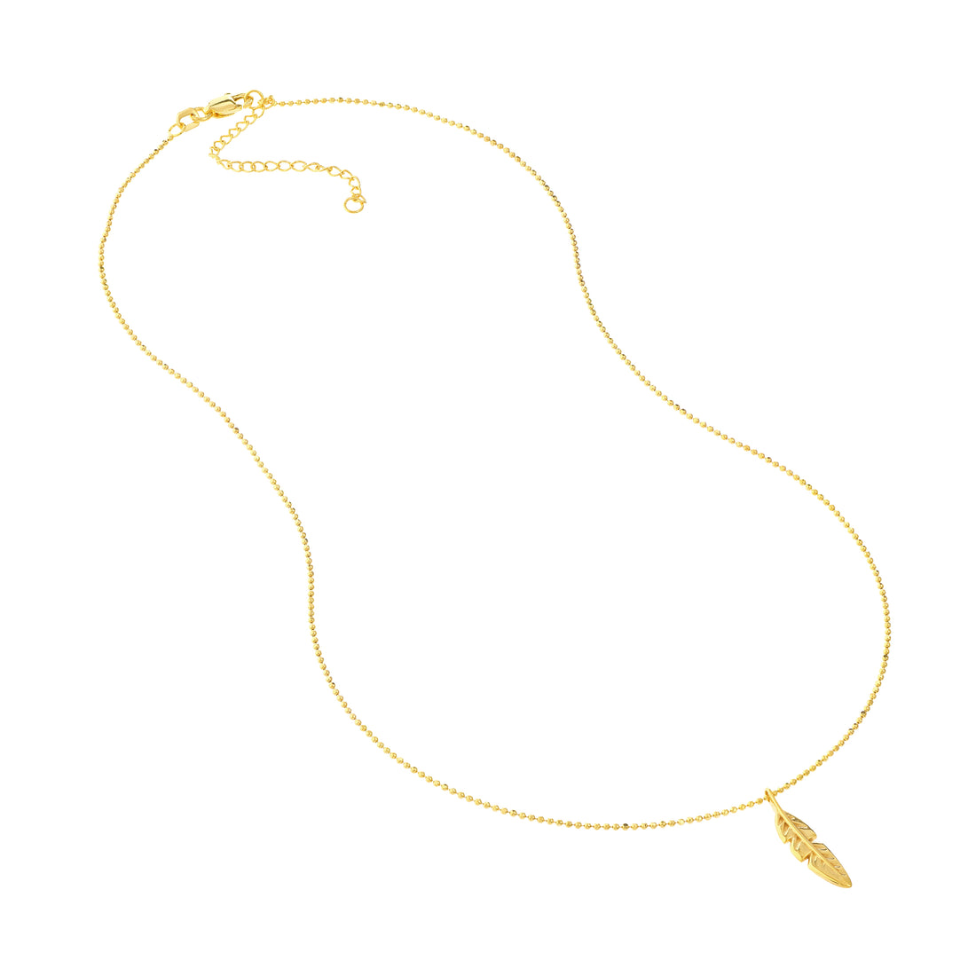 18" FEATHER PENDANT NECKLACE | 14K YELLOW GOLD | MF037065-14Y - Brownlee Jewelers