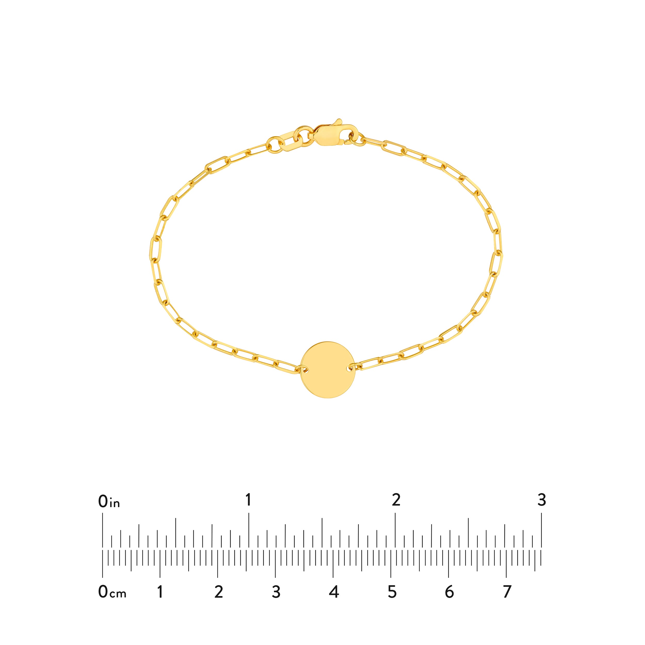 6" HEART ROUND DISC PAPERCLIP CHAIN BRACELET | 14K YELLOW GOLD | MF037409-14Y - Brownlee Jewelers
