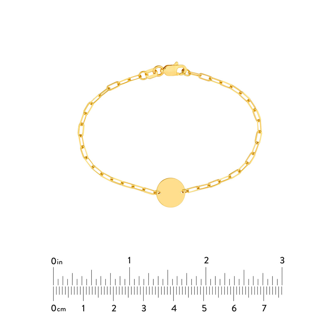 6" HEART ROUND DISC PAPERCLIP CHAIN BRACELET | 14K YELLOW GOLD | MF037409-14Y - Brownlee Jewelers
