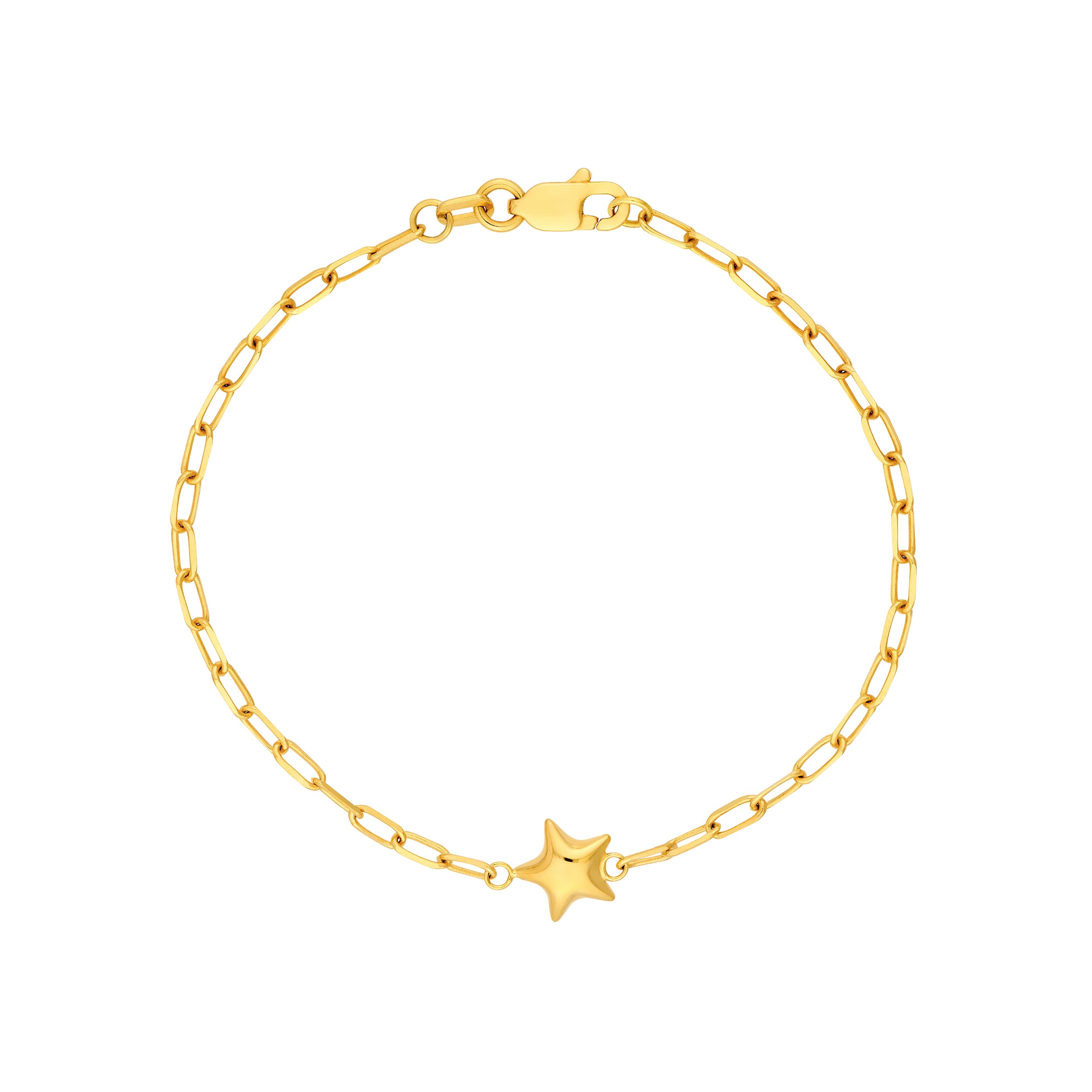 6" STAR PAPERCLIP CHAIN BRACELET | 14K YELLOW GOLD | MF037410-14Y - Brownlee Jewelers