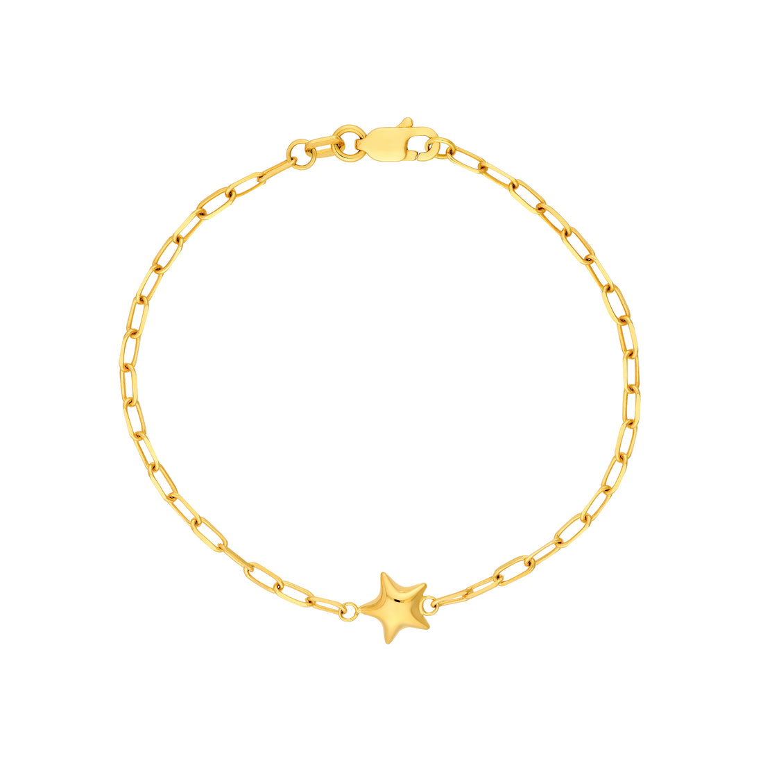 6" STAR PAPERCLIP CHAIN BRACELET | 14K YELLOW GOLD | MF037410-14Y - Brownlee Jewelers