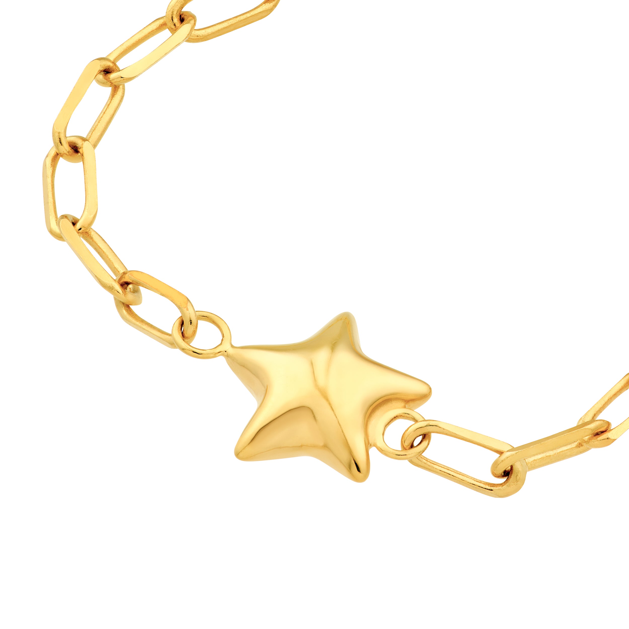 6" STAR PAPERCLIP CHAIN BRACELET | 14K YELLOW GOLD | MF037410-14Y - Brownlee Jewelers