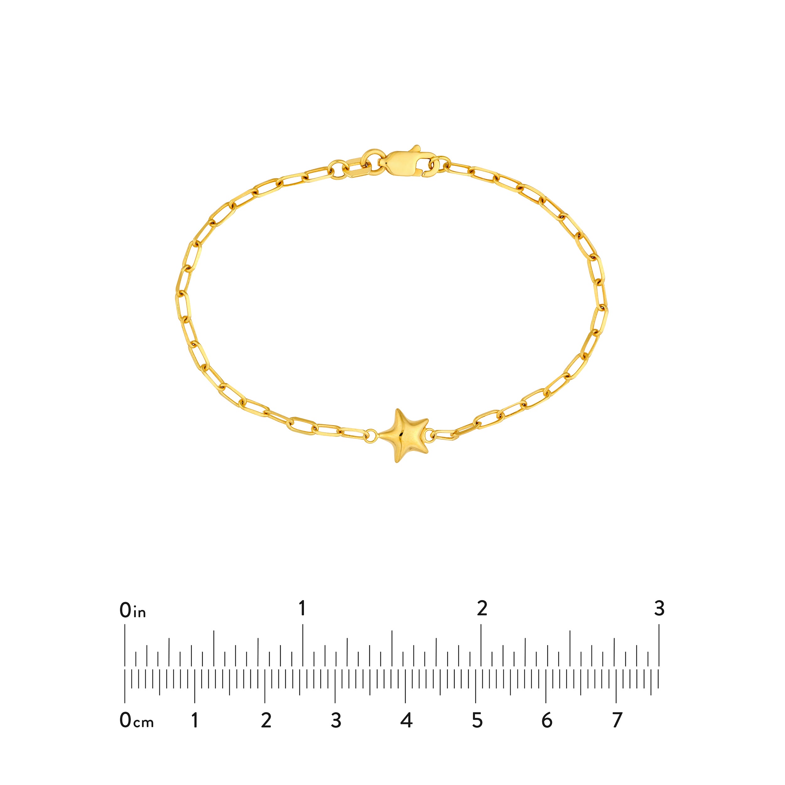 6" STAR PAPERCLIP CHAIN BRACELET | 14K YELLOW GOLD | MF037410-14Y - Brownlee Jewelers