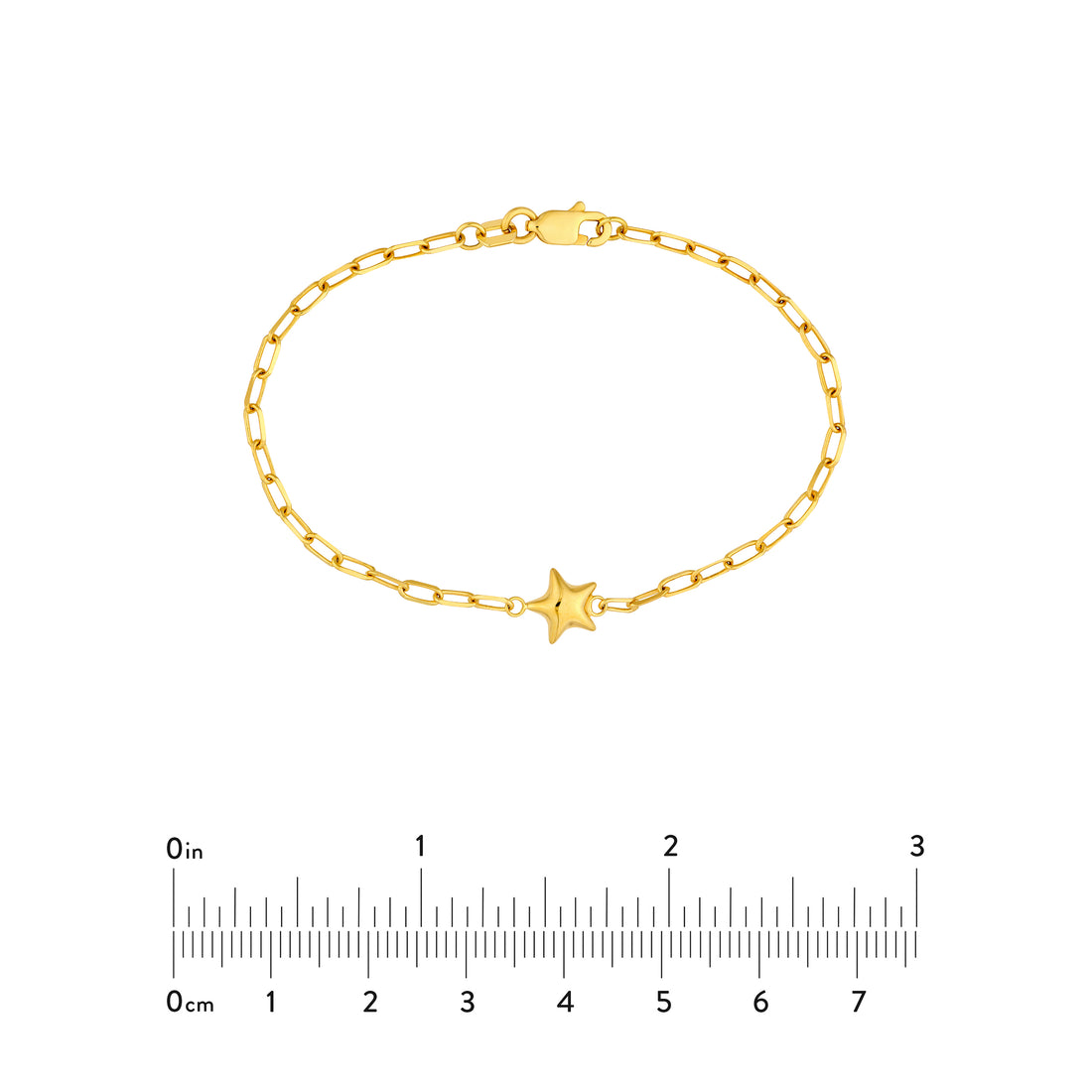 6" STAR PAPERCLIP CHAIN BRACELET | 14K YELLOW GOLD | MF037410-14Y - Brownlee Jewelers