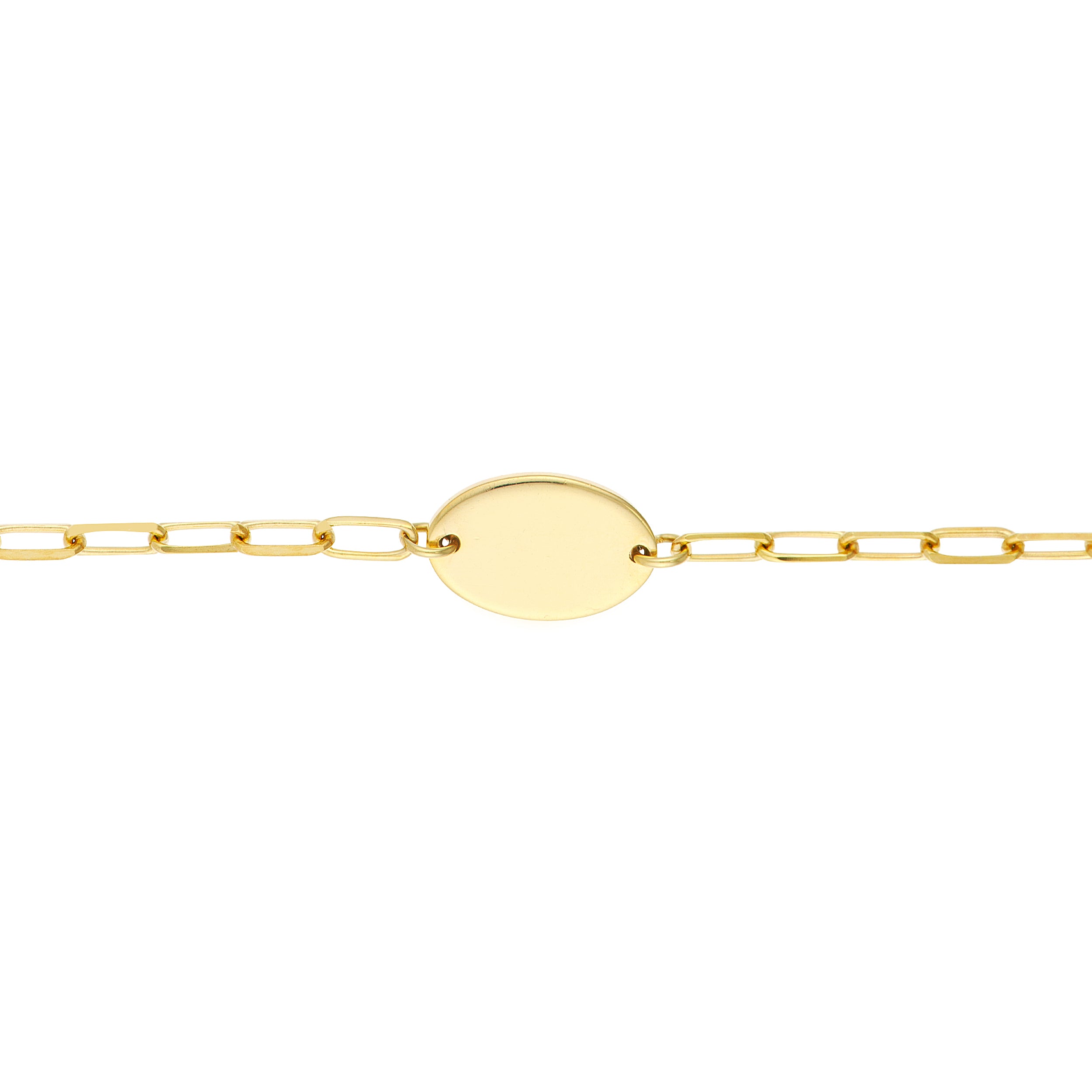 6" HEART OVAL DISC PAPERCLIP CHAIN BRACELET | 14K YELLOW GOLD | MF037611-14Y - Brownlee Jewelers