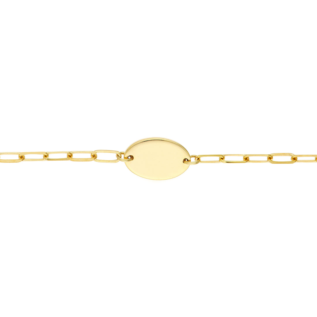 6" HEART OVAL DISC PAPERCLIP CHAIN BRACELET | 14K YELLOW GOLD | MF037611-14Y - Brownlee Jewelers