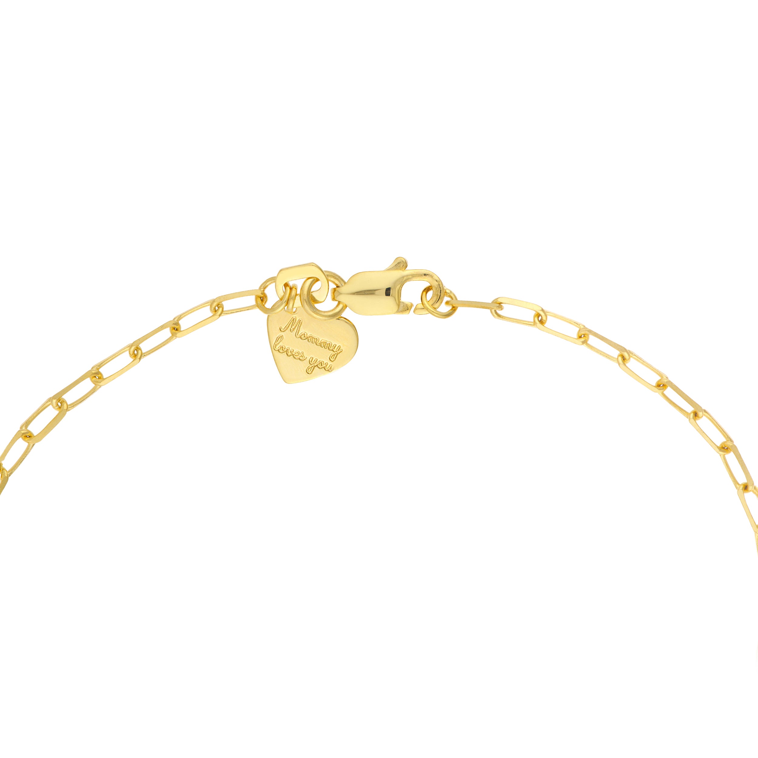 6" HEART OVAL DISC PAPERCLIP CHAIN BRACELET | 14K YELLOW GOLD | MF037611-14Y - Brownlee Jewelers