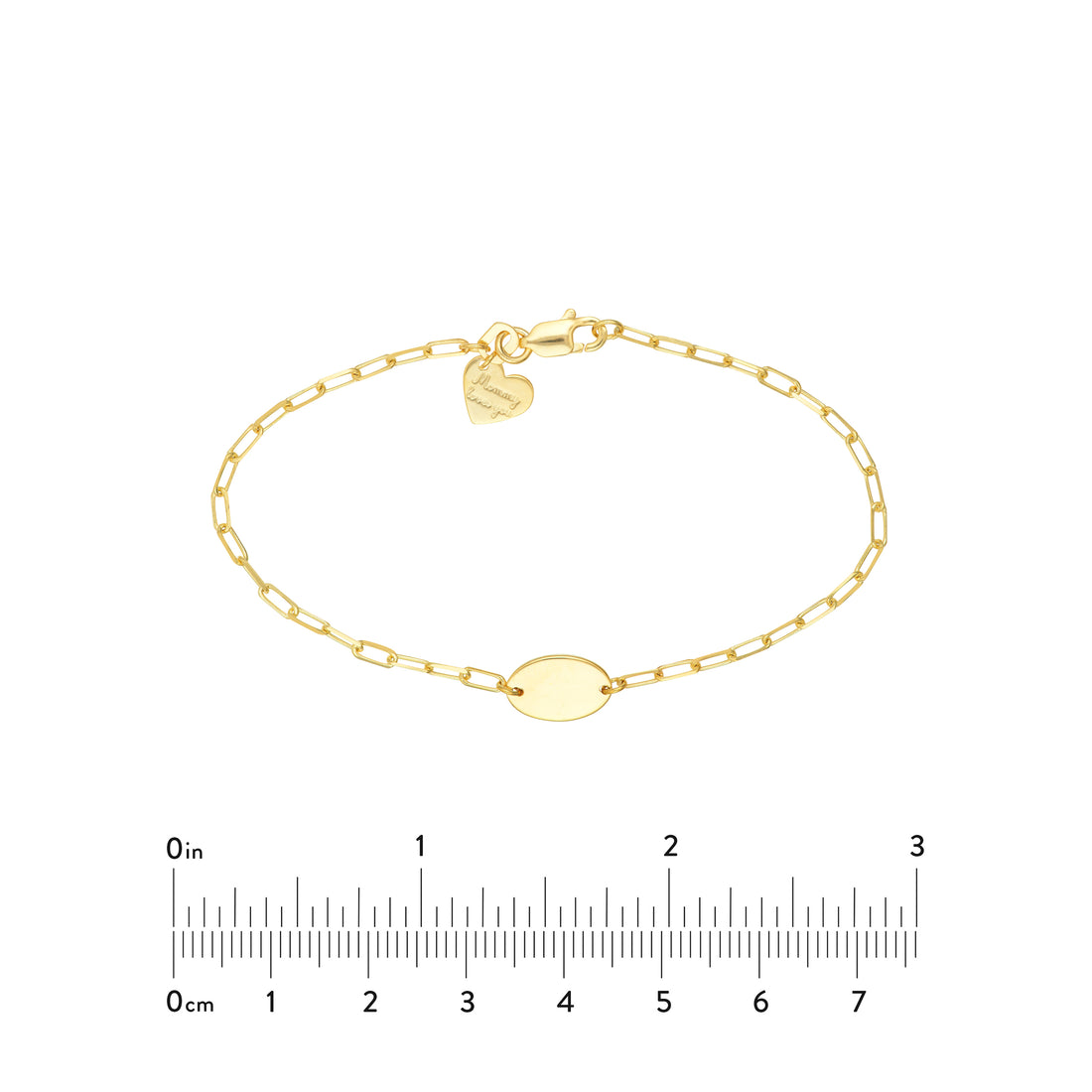6" HEART OVAL DISC PAPERCLIP CHAIN BRACELET | 14K YELLOW GOLD | MF037611-14Y - Brownlee Jewelers