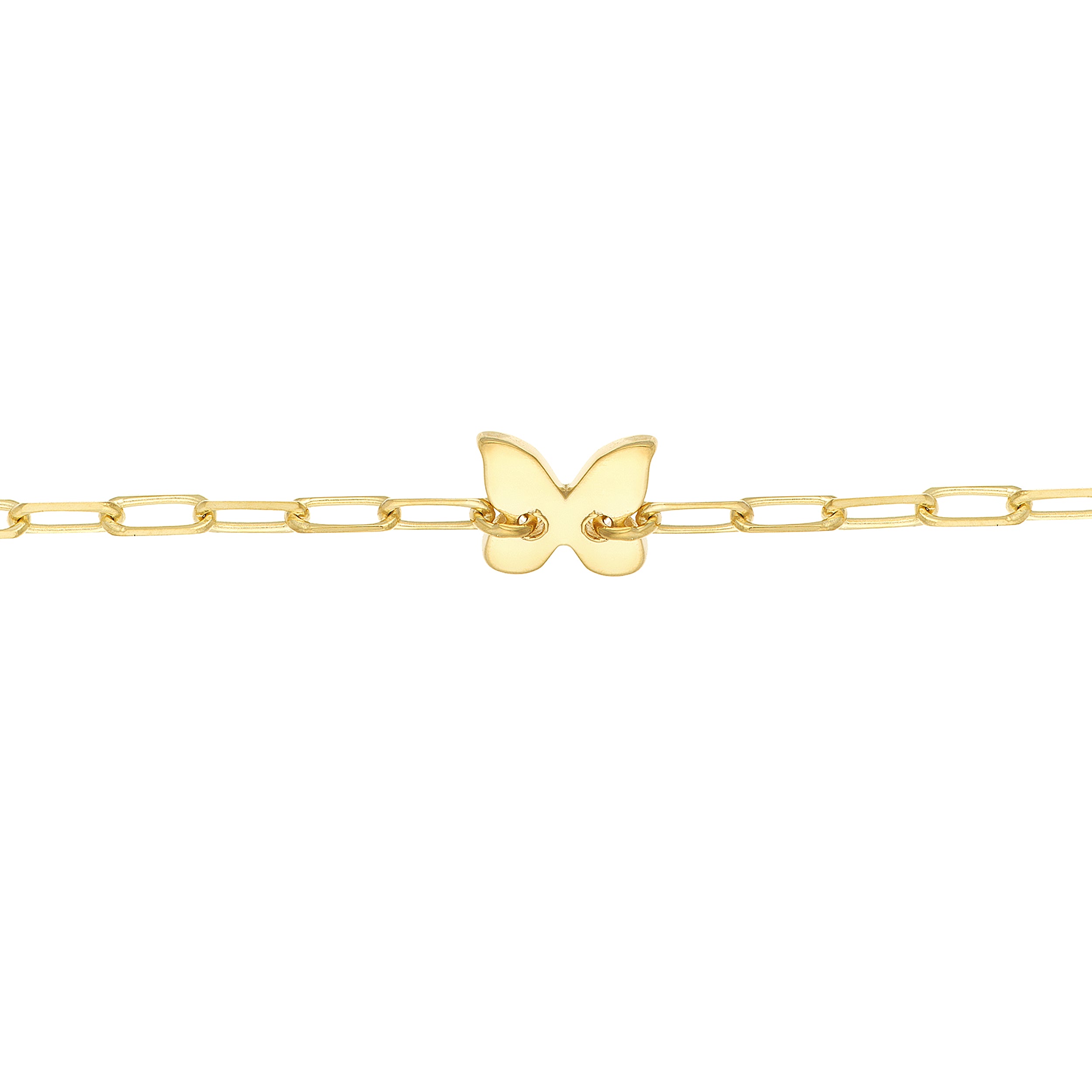 6" HEART BUTTERFLY PAPERCLIP CHAIN BRACELET | 14K YELLOW GOLD | MF037614-14Y - Brownlee Jewelers