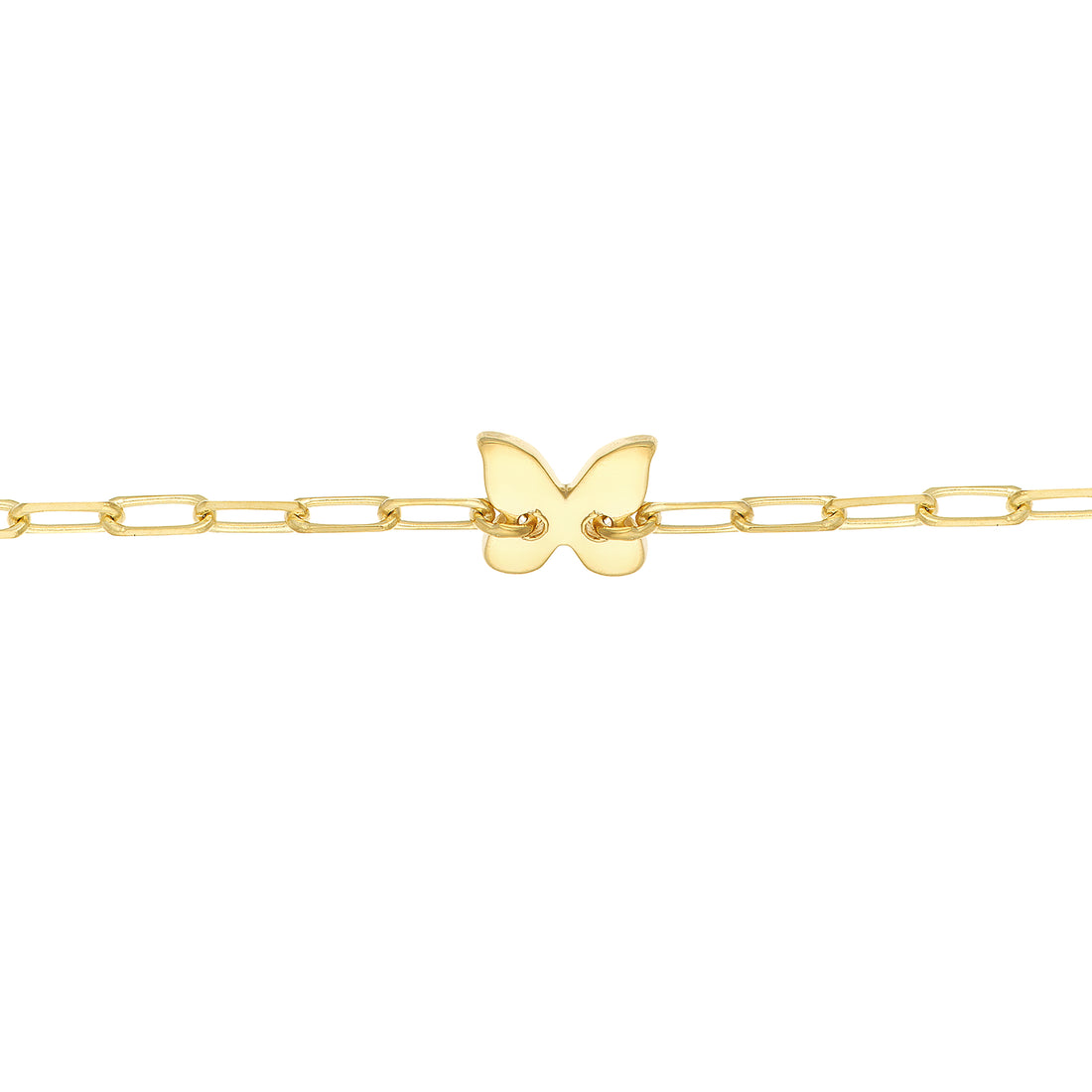 6" HEART BUTTERFLY PAPERCLIP CHAIN BRACELET | 14K YELLOW GOLD | MF037614-14Y - Brownlee Jewelers