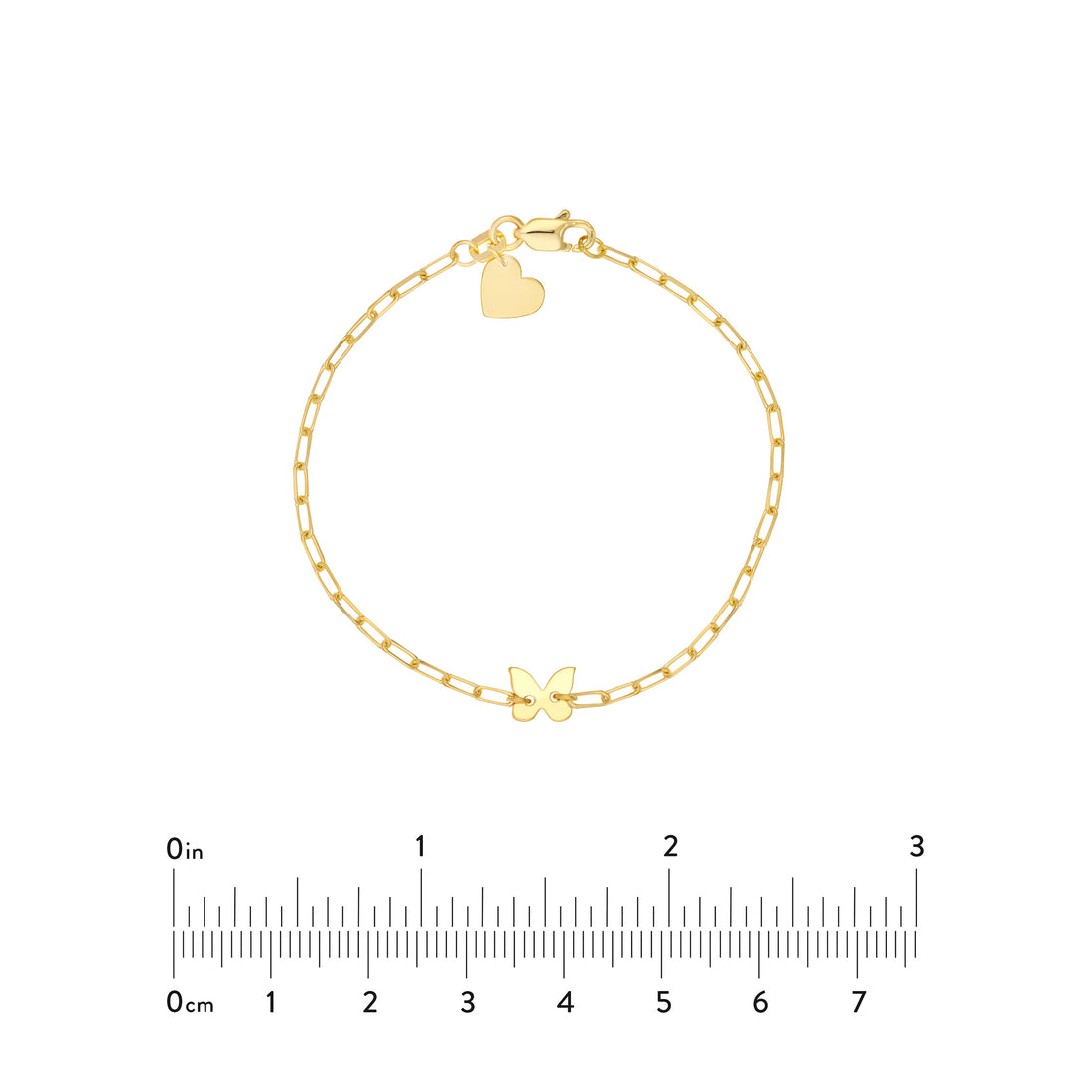6" HEART BUTTERFLY PAPERCLIP CHAIN BRACELET | 14K YELLOW GOLD | MF037614-14Y - Brownlee Jewelers