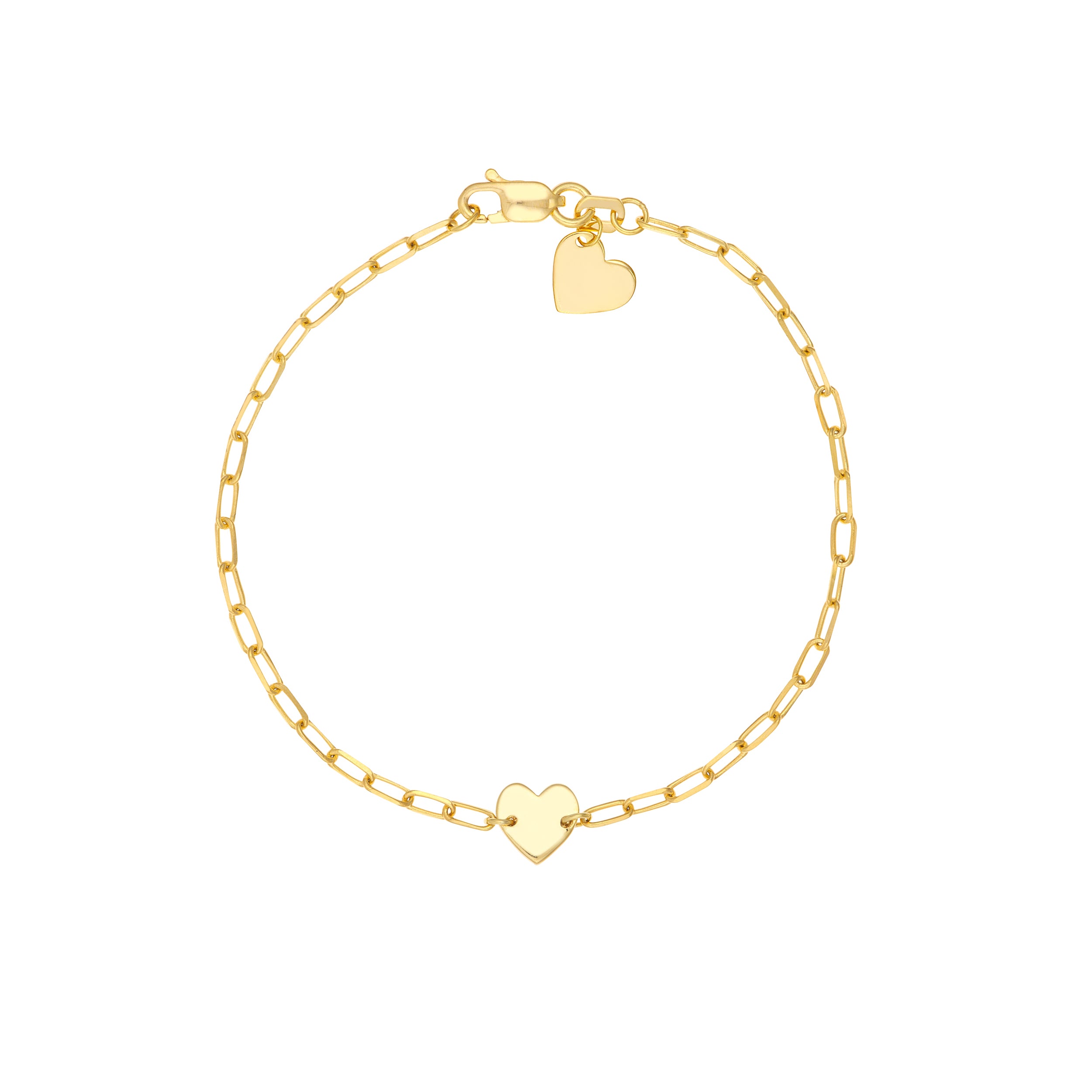 6" HEART PAPERCLIP CHAIN BRACELET | 14K YELLOW GOLD | MF037638-14Y - Brownlee Jewelers