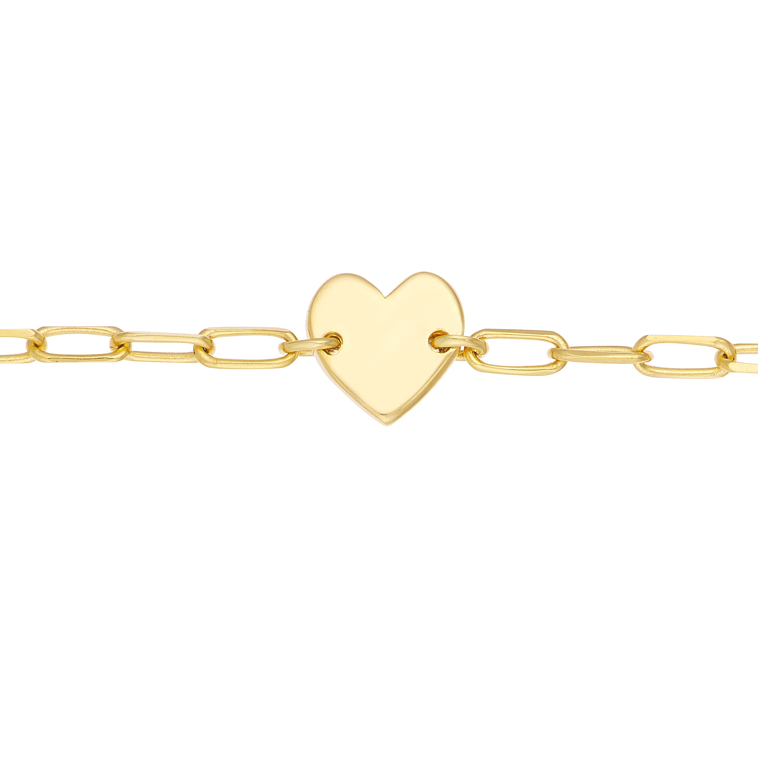 6" HEART PAPERCLIP CHAIN BRACELET | 14K YELLOW GOLD | MF037638-14Y - Brownlee Jewelers