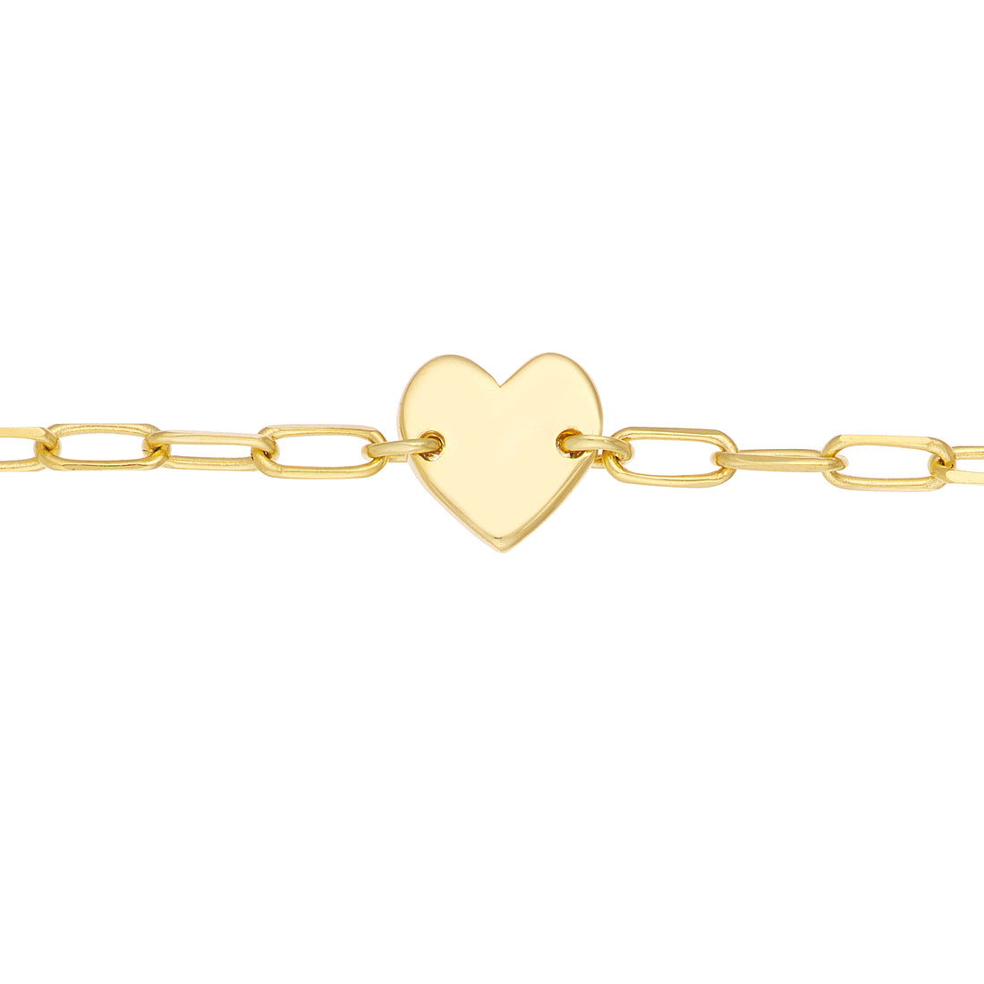 6" HEART PAPERCLIP CHAIN BRACELET | 14K YELLOW GOLD | MF037638-14Y - Brownlee Jewelers