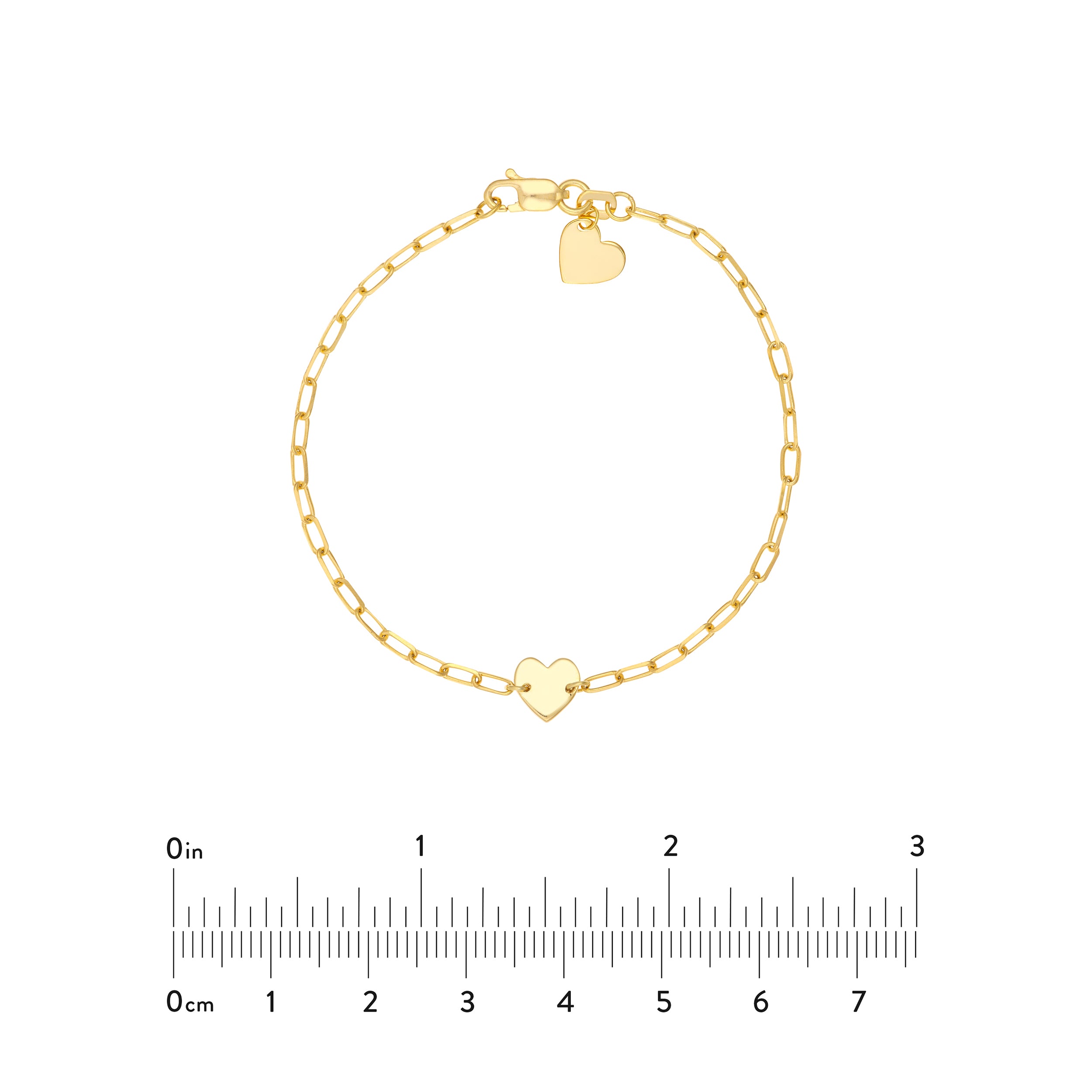 6" HEART PAPERCLIP CHAIN BRACELET | 14K YELLOW GOLD | MF037638-14Y - Brownlee Jewelers