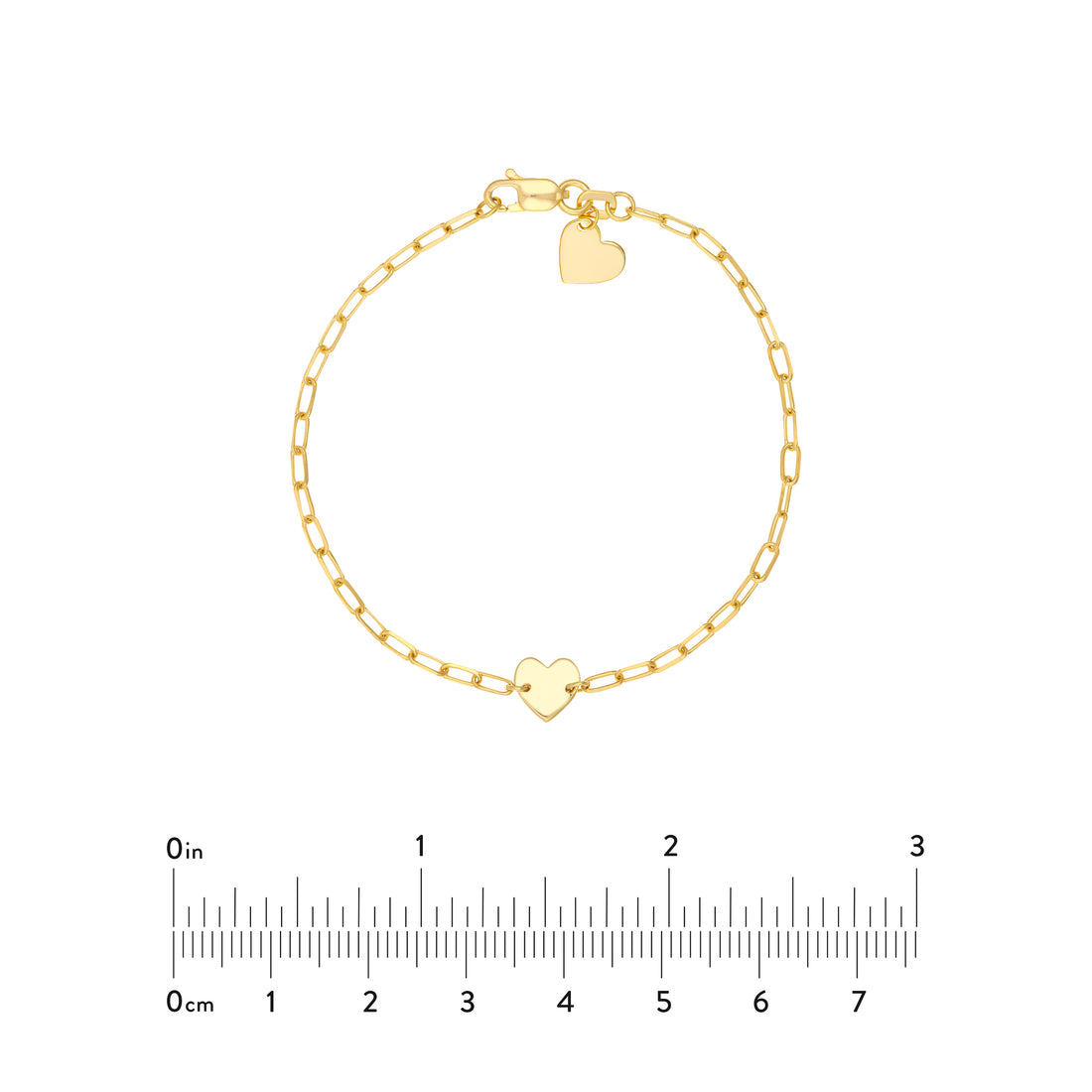 6" HEART PAPERCLIP CHAIN BRACELET | 14K YELLOW GOLD | MF037638-14Y - Brownlee Jewelers