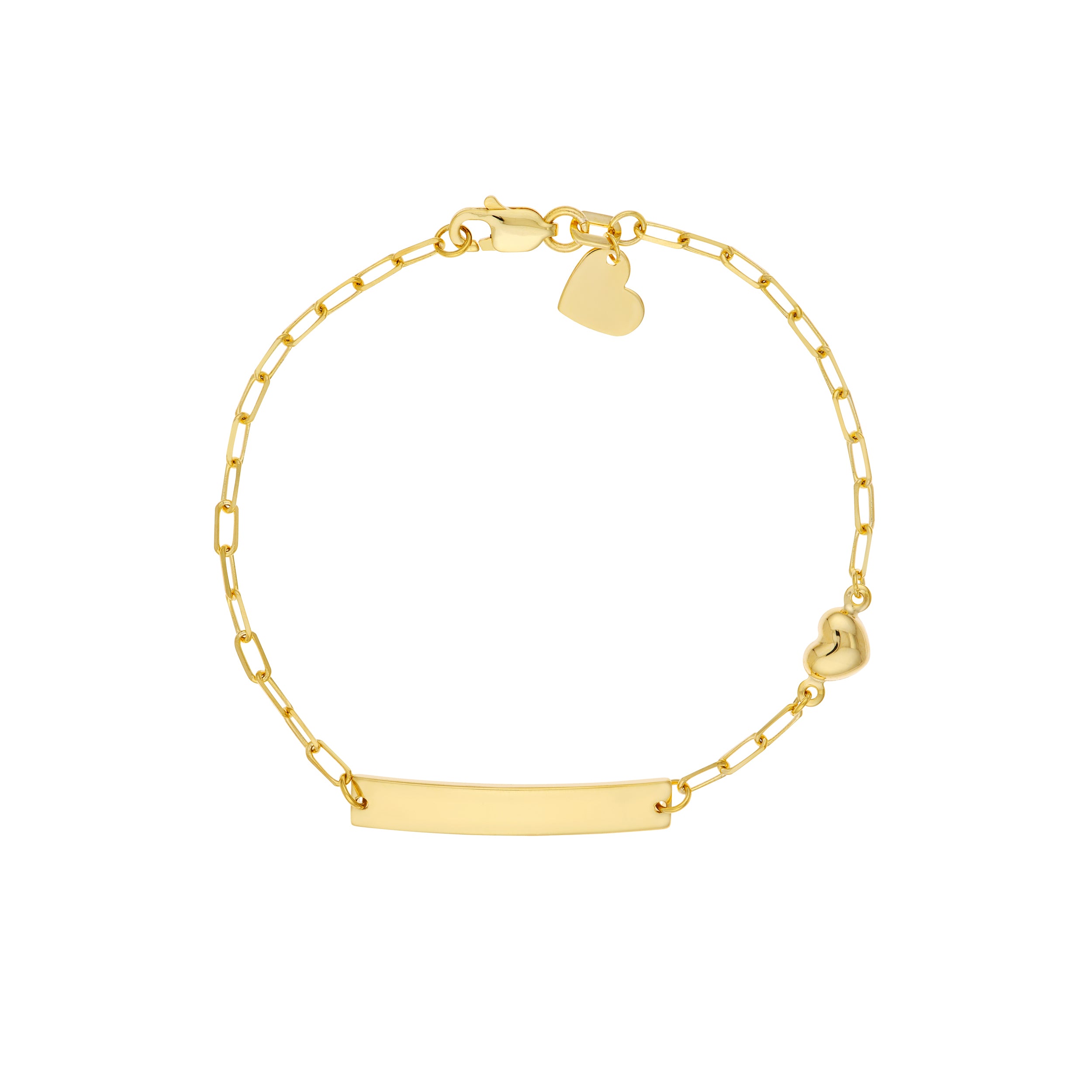 6" HEART ID PAPERCLIP CHAIN BRACELET | 14K YELLOW GOLD | MF037655-14Y - Brownlee Jewelers
