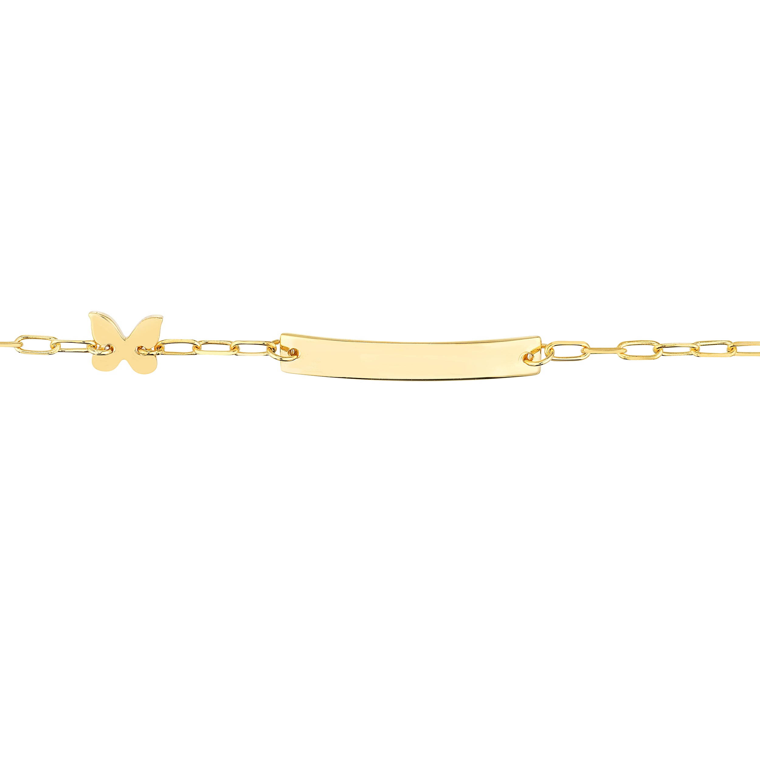 6" HEART ID BUTTERFLY PAPERCLIP CHAIN BRACELET | 14K YELLOW GOLD | MF037657-14Y - Brownlee Jewelers