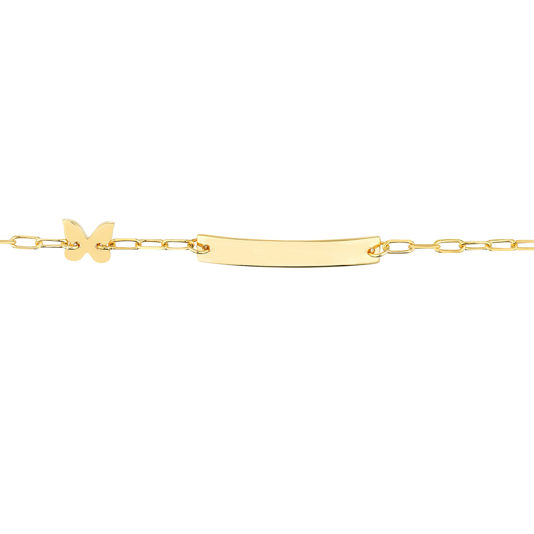 6" HEART ID BUTTERFLY PAPERCLIP CHAIN BRACELET | 14K YELLOW GOLD | MF037657-14Y - Brownlee Jewelers