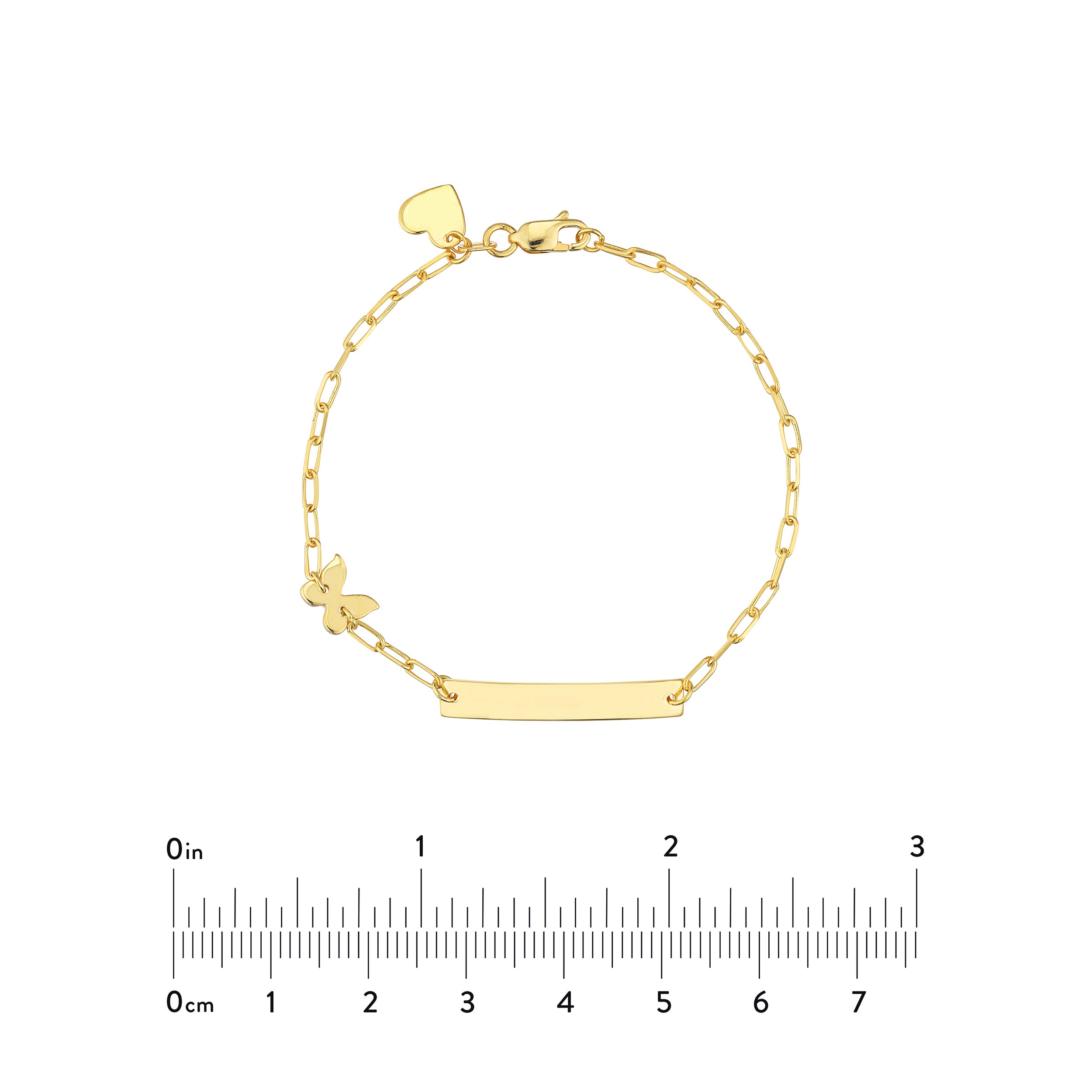 6" HEART ID BUTTERFLY PAPERCLIP CHAIN BRACELET | 14K YELLOW GOLD | MF037657-14Y - Brownlee Jewelers