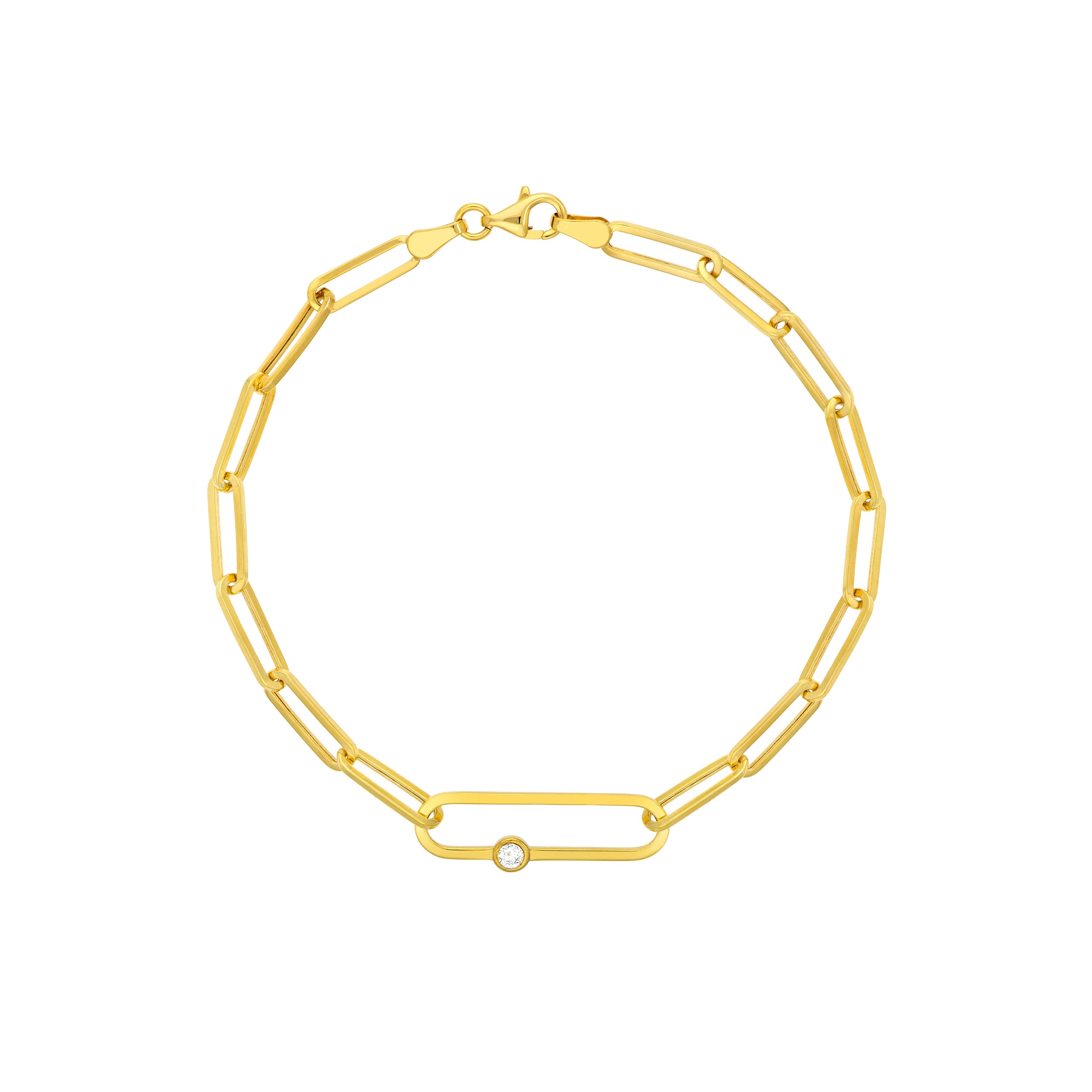 7.75" FANCY DIAMOND PAPERCLIP CHAIN BRACELET | 14K YELLOW GOLD | MF037674-14Y - Brownlee Jewelers