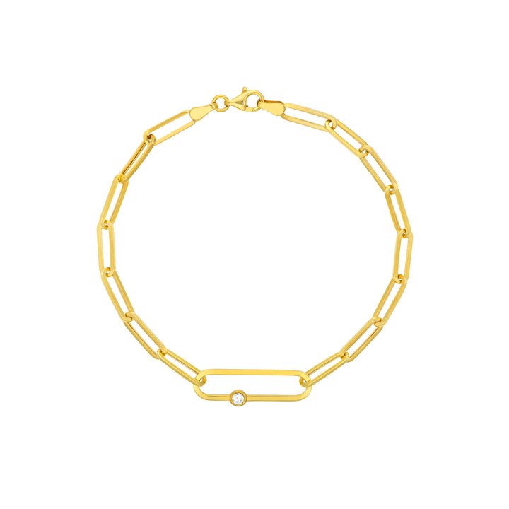 7.75" FANCY DIAMOND PAPERCLIP CHAIN BRACELET | 14K YELLOW GOLD | MF037674-14Y - Brownlee Jewelers