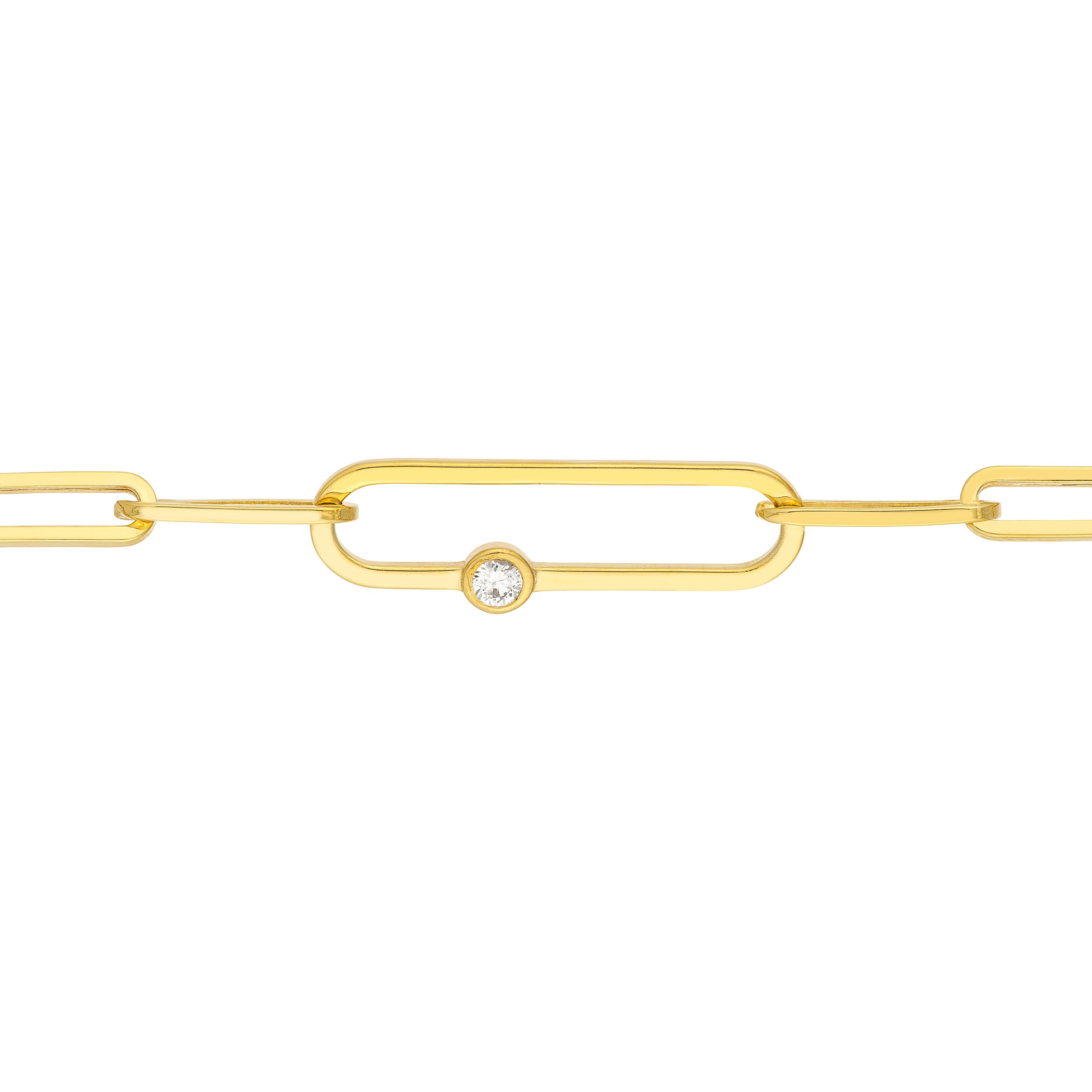 7.75" FANCY DIAMOND PAPERCLIP CHAIN BRACELET | 14K YELLOW GOLD | MF037674-14Y - Brownlee Jewelers