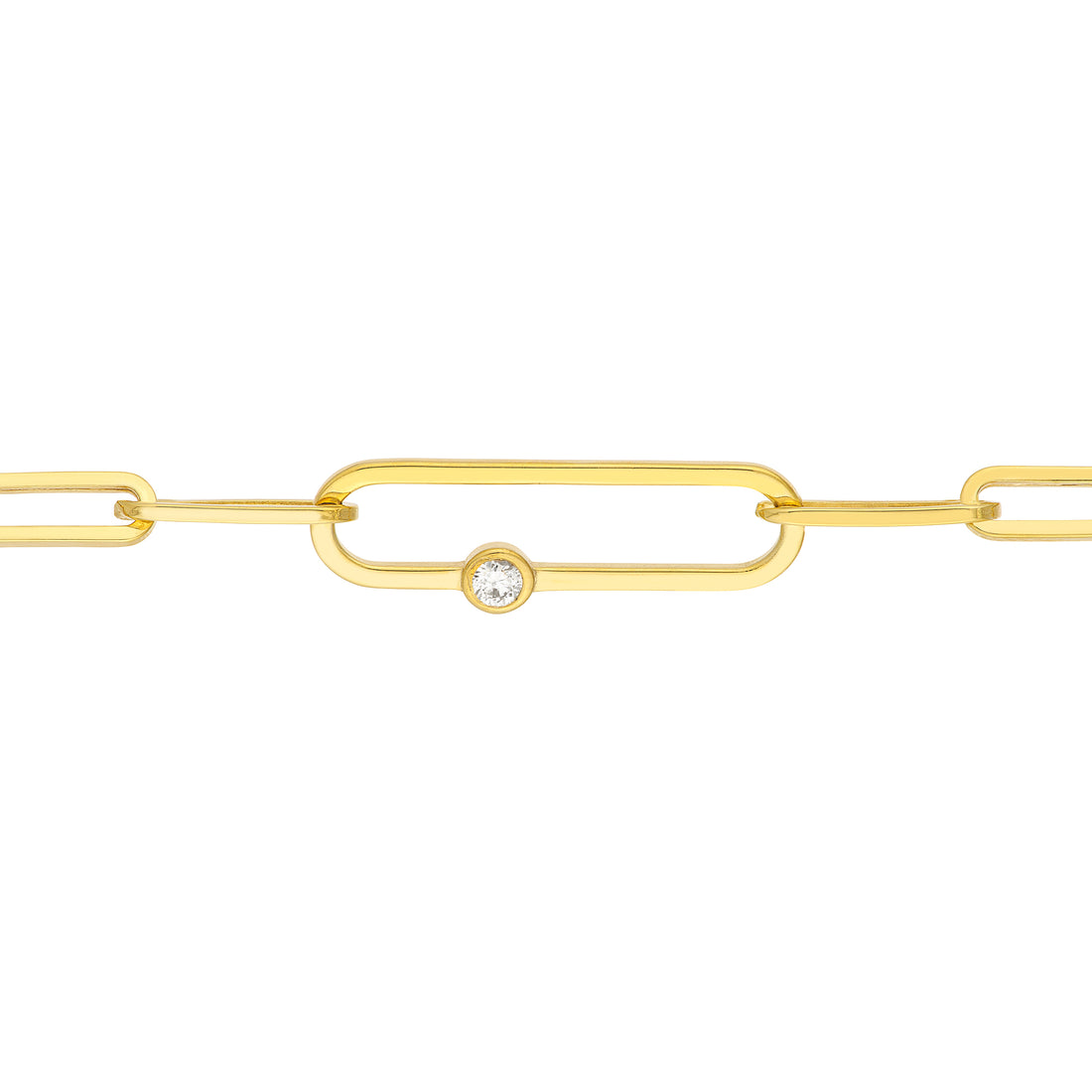 7.75" FANCY DIAMOND PAPERCLIP CHAIN BRACELET | 14K YELLOW GOLD | MF037674-14Y - Brownlee Jewelers