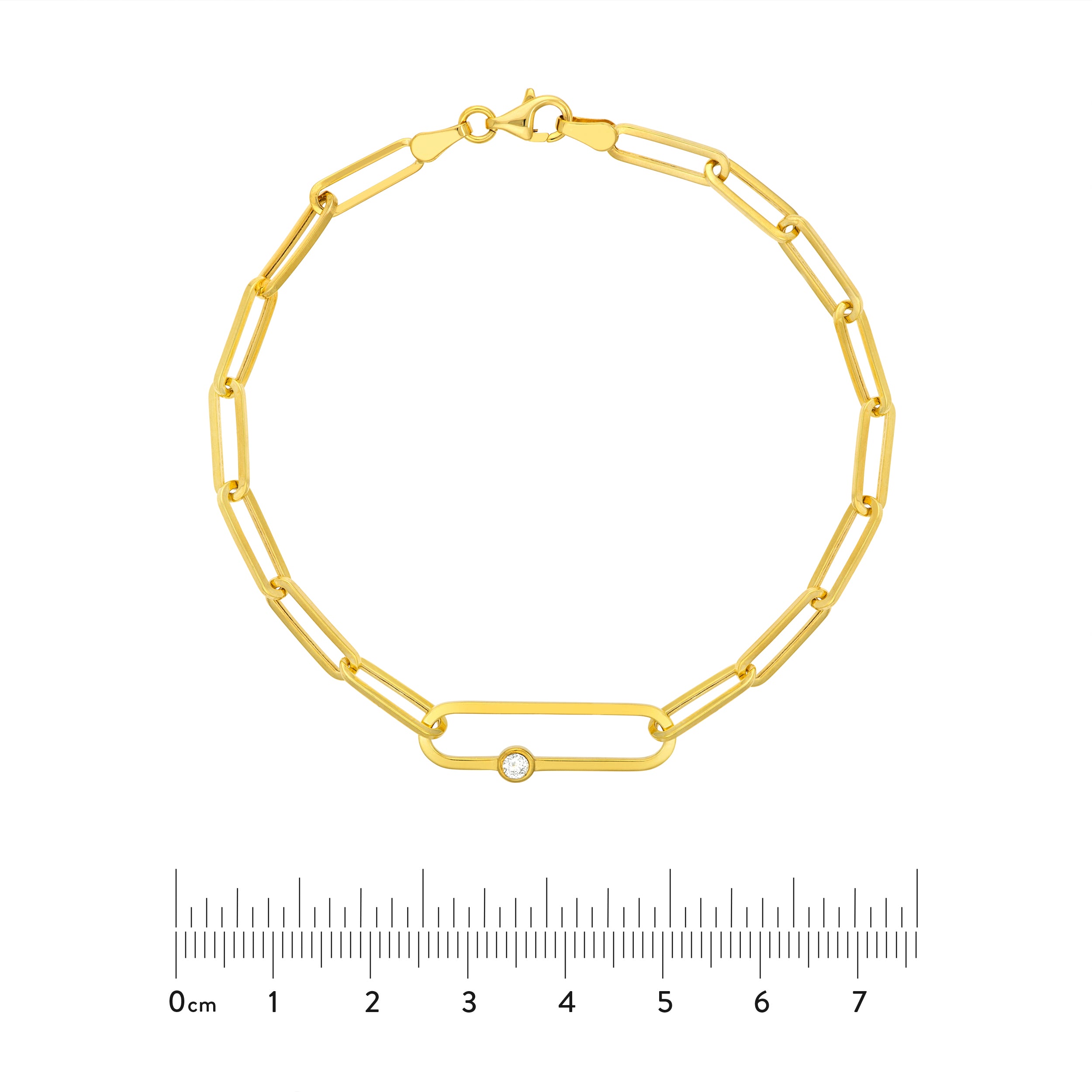 7.75" FANCY DIAMOND PAPERCLIP CHAIN BRACELET | 14K YELLOW GOLD | MF037674-14Y - Brownlee Jewelers