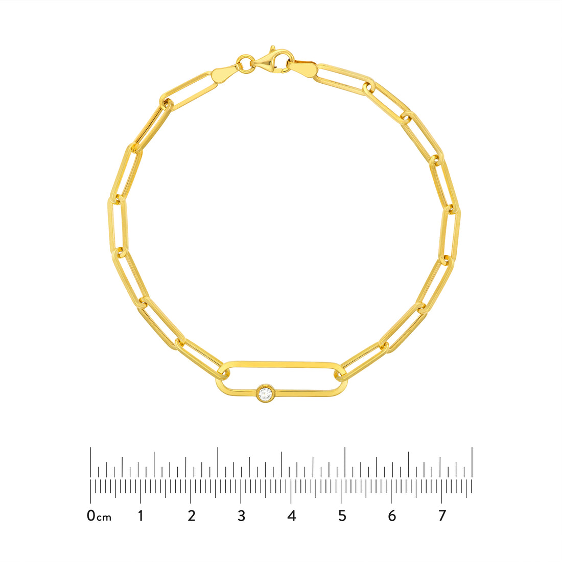 7.75" FANCY DIAMOND PAPERCLIP CHAIN BRACELET | 14K YELLOW GOLD | MF037674-14Y - Brownlee Jewelers