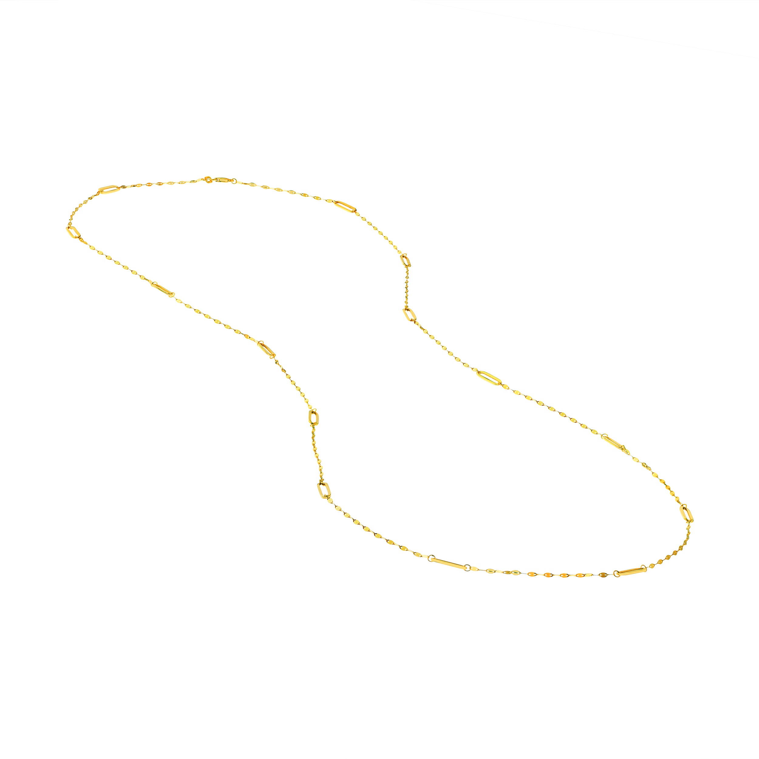 36" LONG LINK STATION PAPERCLIP CHAIN NECKLACE | 14K YELLOW GOLD | MF037706-14Y - Brownlee Jewelers