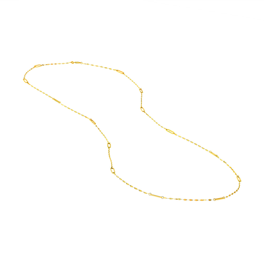 36" LONG LINK STATION PAPERCLIP CHAIN NECKLACE | 14K YELLOW GOLD | MF037706-14Y - Brownlee Jewelers