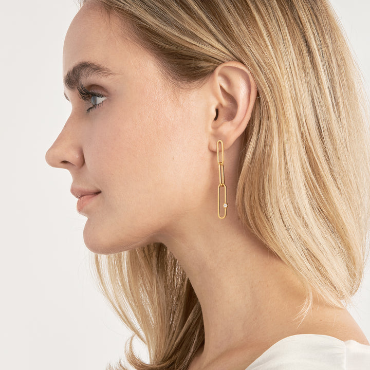 FANCY PAPERCLIP DROP DIAMOND DROP EARRINGS | 14K YELLOW GOLD | MF037754-14Y - Brownlee Jewelers