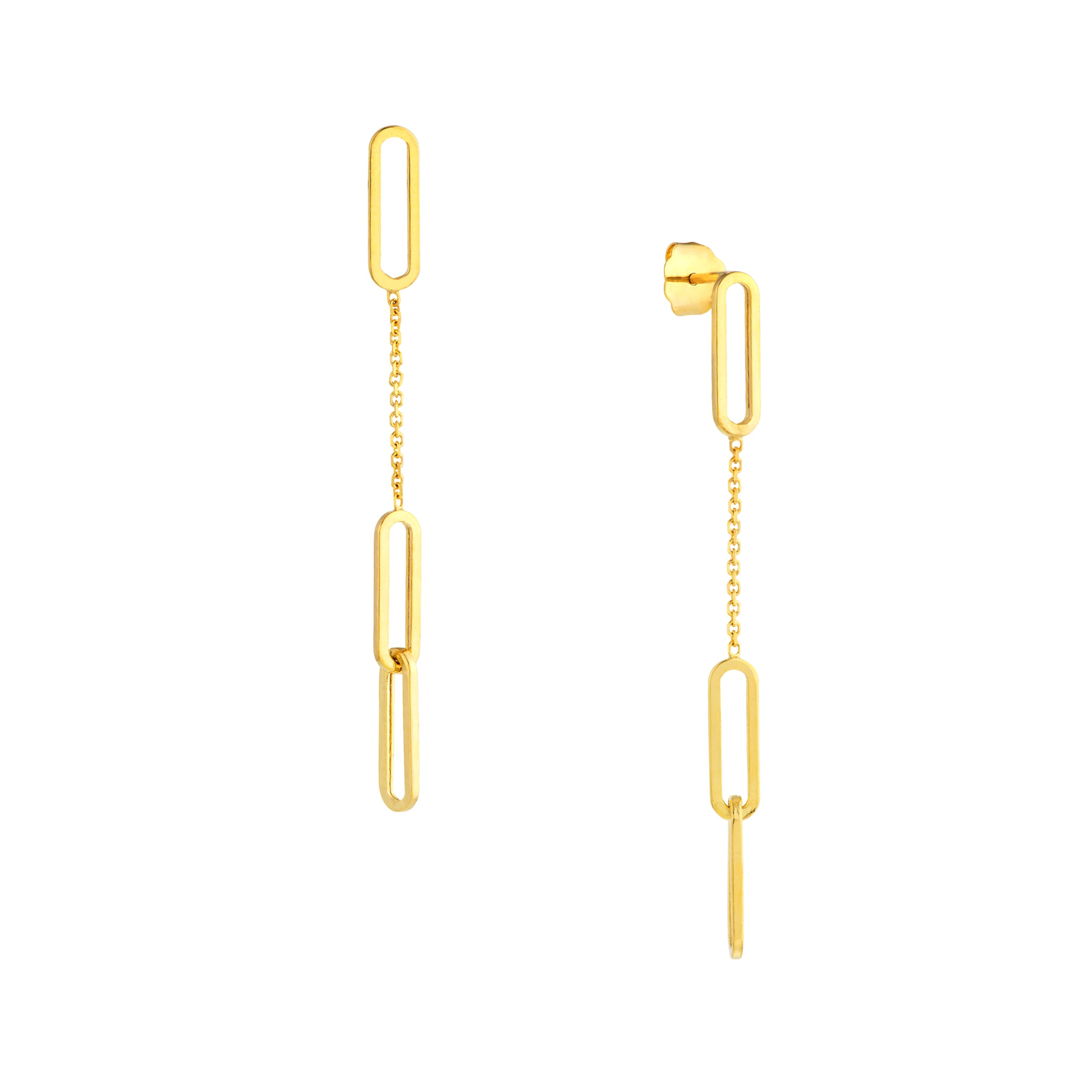 THIN DROP PAPERCLIP DROP EARRINGS | 14K YELLOW GOLD | MF037755-14Y - Brownlee Jewelers