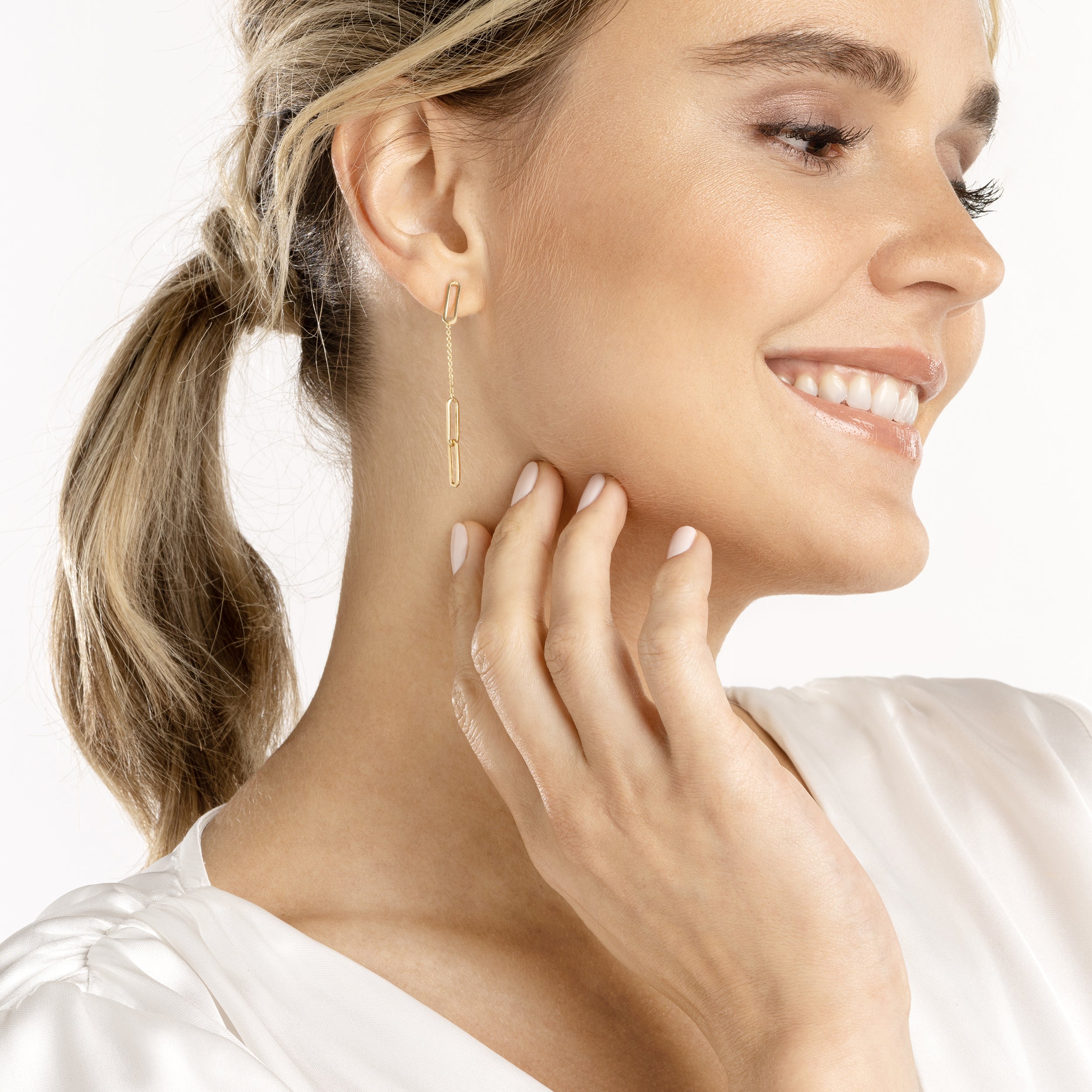 THIN DROP PAPERCLIP DROP EARRINGS | 14K YELLOW GOLD | MF037755-14Y - Brownlee Jewelers
