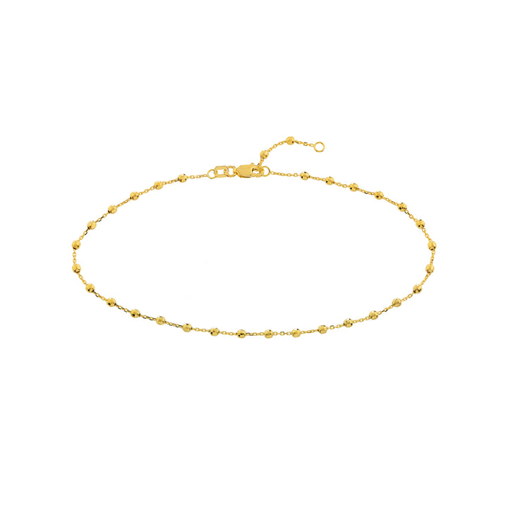 10" 2.5MM BEAD CHAIN ANKLET | 14K YELLOW GOLD | MF037871-14Y - Brownlee Jewelers
