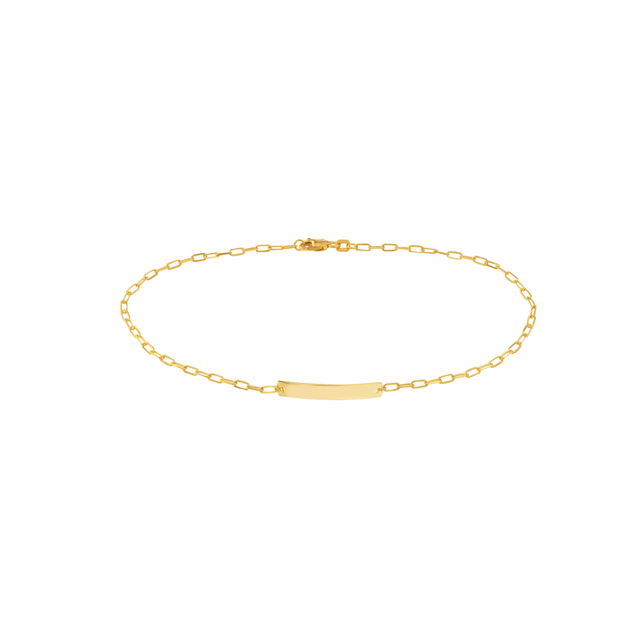 10" OPEN PLAIN ENGRAVABLE DIAMOND-CUT ID FORZATINA CHAIN ANKLET | 14K YELLOW GOLD | MF037937-14Y - Brownlee Jewelers
