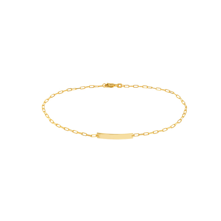 10" OPEN PLAIN ENGRAVABLE DIAMOND-CUT ID FORZATINA CHAIN ANKLET | 14K YELLOW GOLD | MF037937-14Y - Brownlee Jewelers