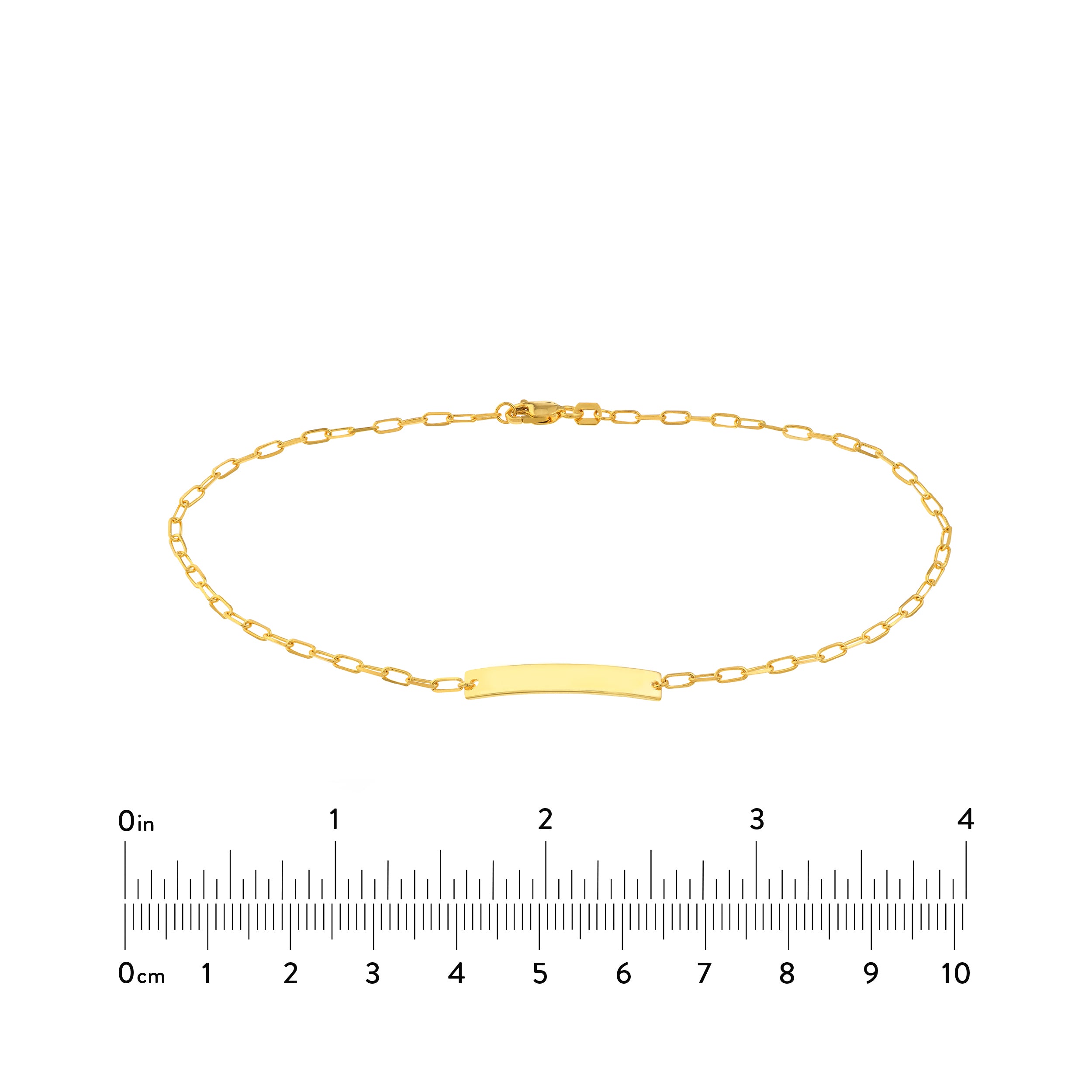 10" OPEN PLAIN ENGRAVABLE DIAMOND-CUT ID FORZATINA CHAIN ANKLET | 14K YELLOW GOLD | MF037937-14Y - Brownlee Jewelers