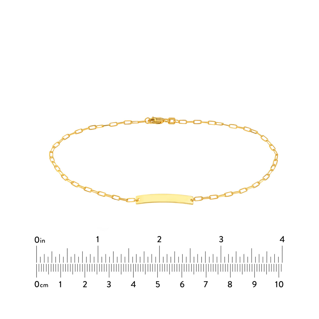 10" OPEN PLAIN ENGRAVABLE DIAMOND-CUT ID FORZATINA CHAIN ANKLET | 14K YELLOW GOLD | MF037937-14Y - Brownlee Jewelers