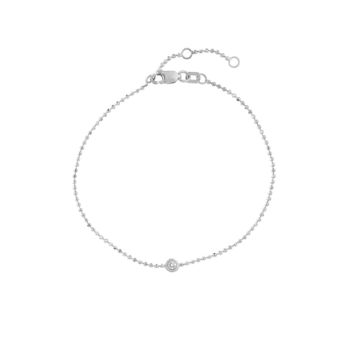 7.25" ADJUSTABLE DIAMOND-CUT DIAMOND BEAD CHAIN BRACELET | 14K WHITE GOLD | MF037947-14B - Brownlee Jewelers