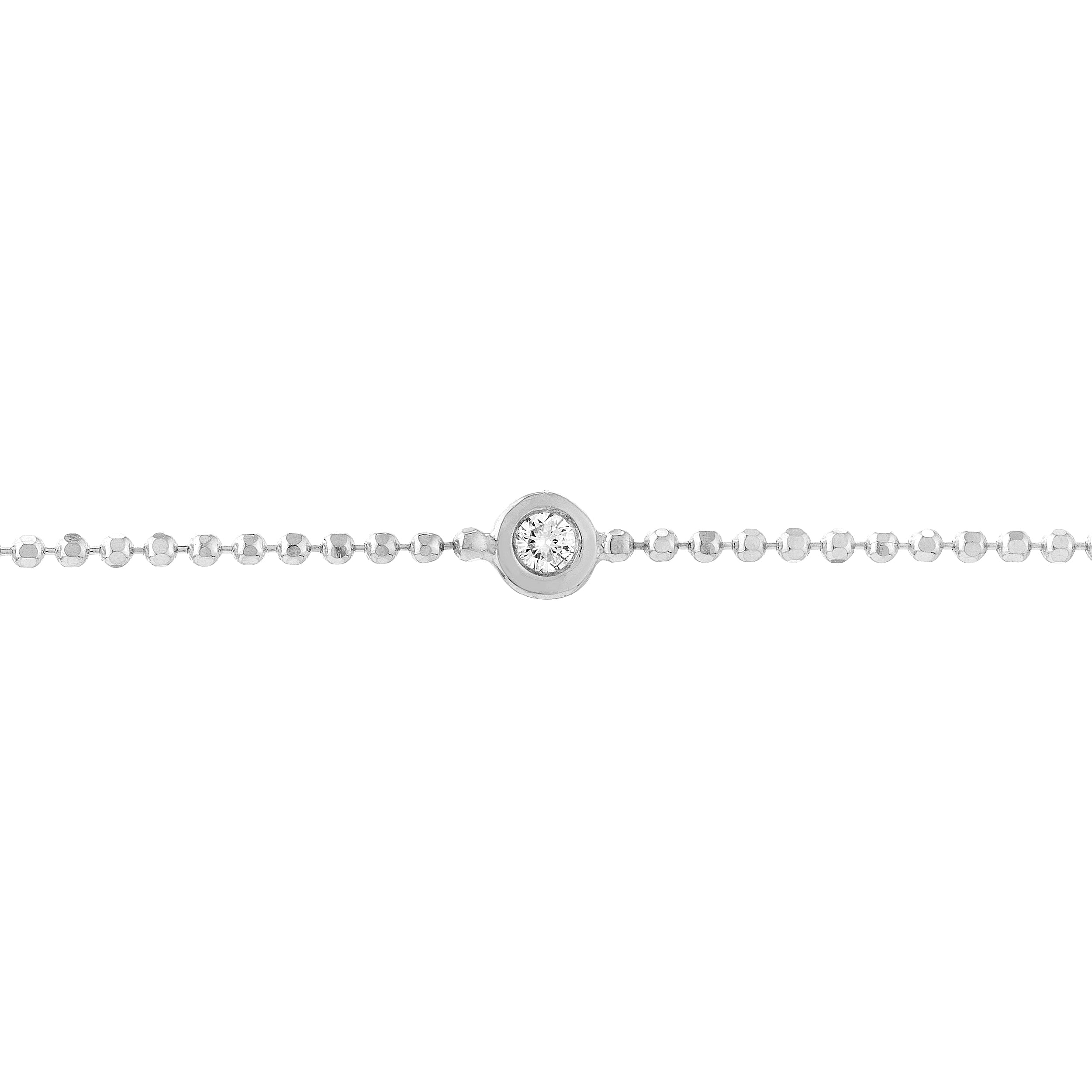 7.25" ADJUSTABLE DIAMOND-CUT DIAMOND BEAD CHAIN BRACELET | 14K WHITE GOLD | MF037947-14B - Brownlee Jewelers