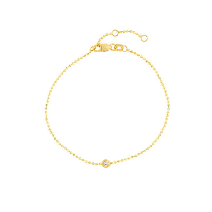 7.25" DIAMOND-CUT DIAMOND BEAD CHAIN BRACELET | 14K YELLOW GOLD | MF037947-14Y - Brownlee Jewelers