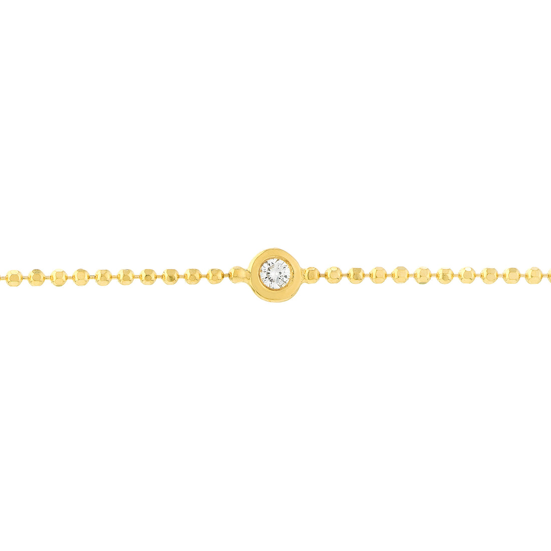 7.25" DIAMOND-CUT DIAMOND BEAD CHAIN BRACELET | 14K YELLOW GOLD | MF037947-14Y - Brownlee Jewelers