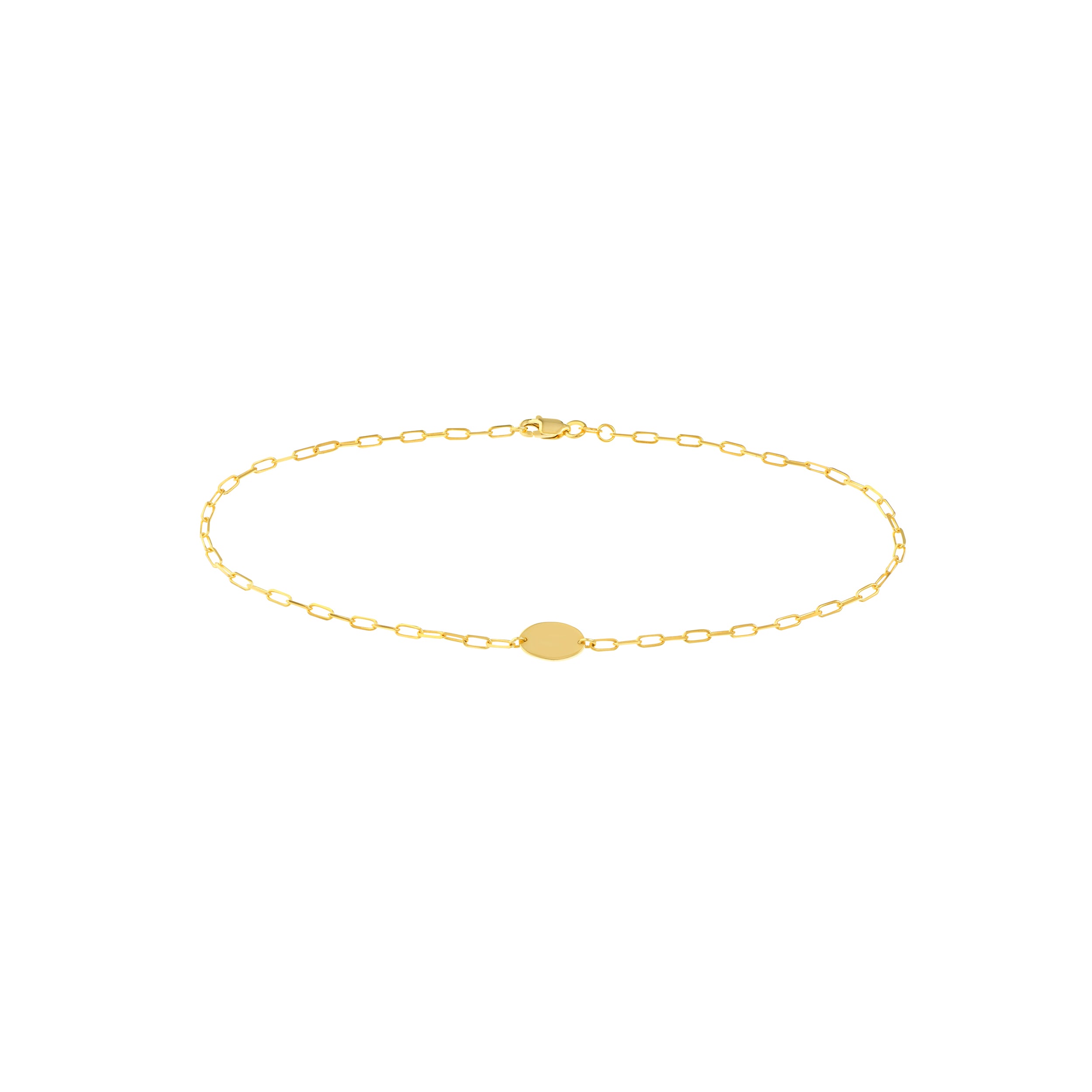 10" 1.95MM OVAL PLAQUE PAPERCLIP CHAIN ANKLET | 14K YELLOW GOLD | MF037960-14Y - Brownlee Jewelers