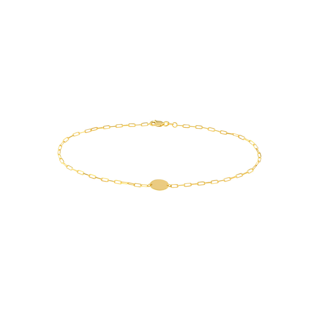 10" 1.95MM OVAL PLAQUE PAPERCLIP CHAIN ANKLET | 14K YELLOW GOLD | MF037960-14Y - Brownlee Jewelers