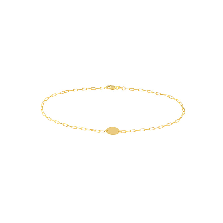 10" 1.95MM OVAL PLAQUE PAPERCLIP CHAIN ANKLET | 14K YELLOW GOLD | MF037960-14Y - Brownlee Jewelers