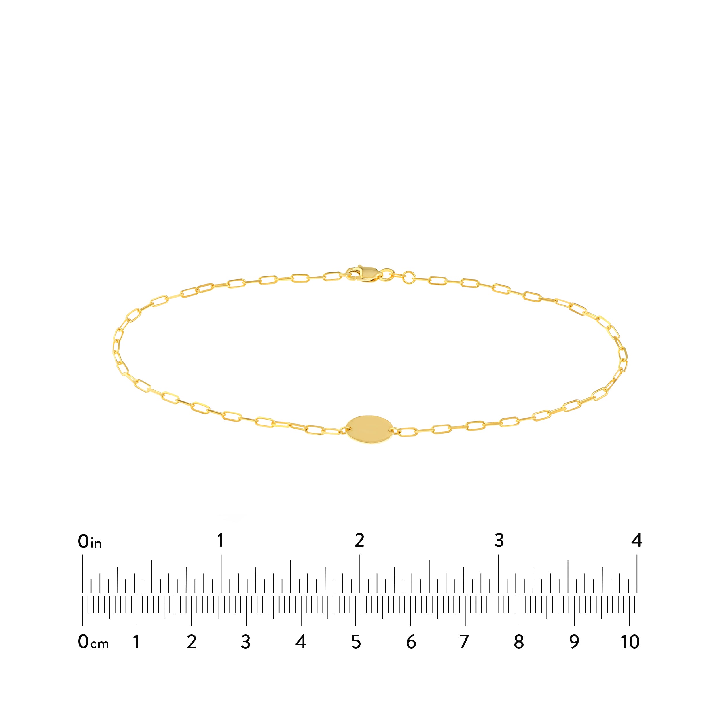 10" 1.95MM OVAL PLAQUE PAPERCLIP CHAIN ANKLET | 14K YELLOW GOLD | MF037960-14Y - Brownlee Jewelers