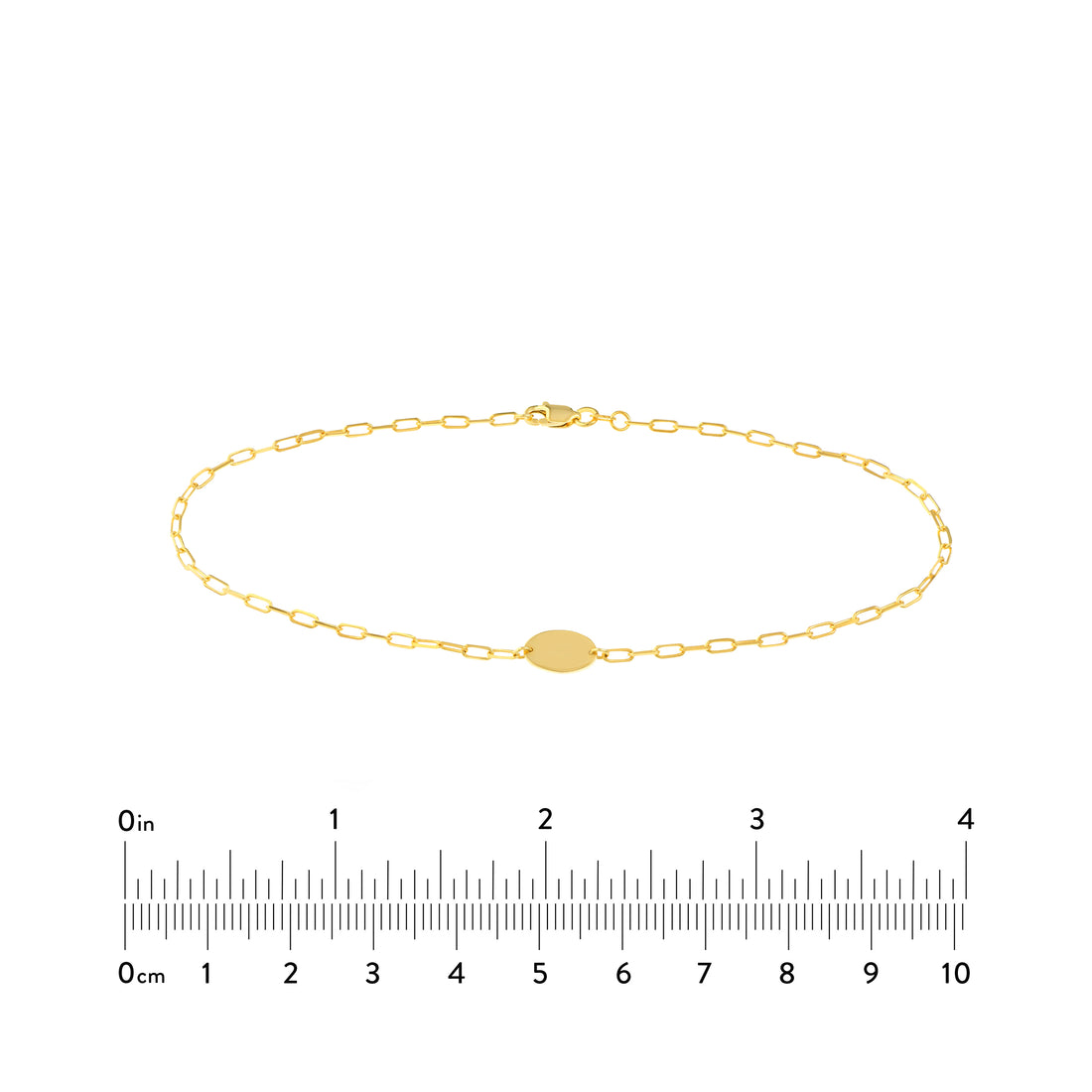 10" 1.95MM OVAL PLAQUE PAPERCLIP CHAIN ANKLET | 14K YELLOW GOLD | MF037960-14Y - Brownlee Jewelers