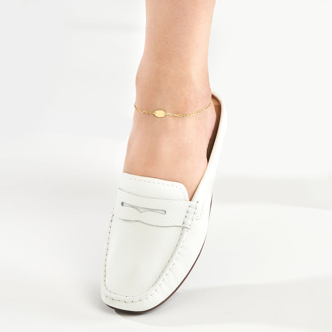 10" 1.95MM OVAL PLAQUE PAPERCLIP CHAIN ANKLET | 14K YELLOW GOLD | MF037960-14Y - Brownlee Jewelers